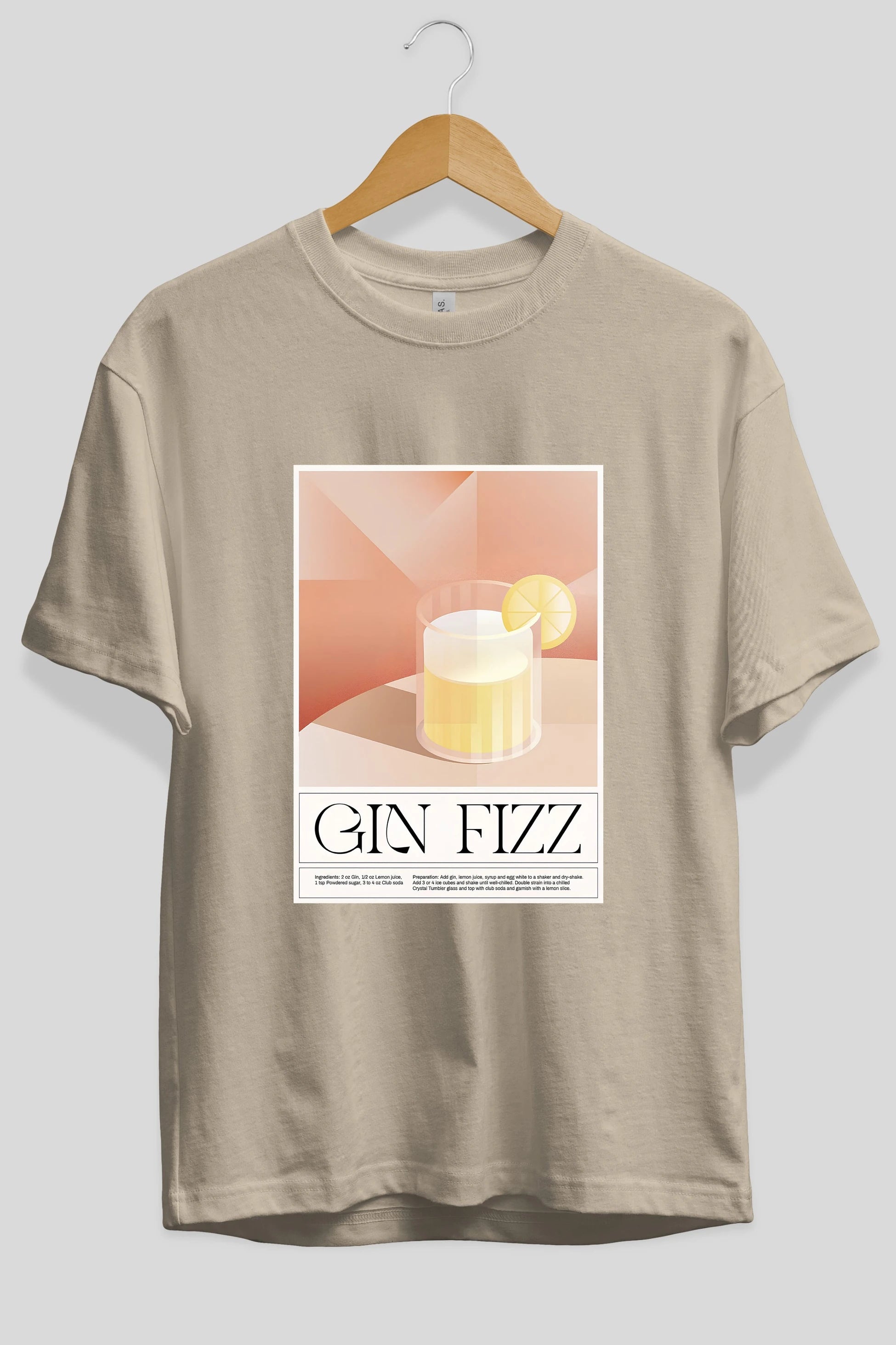 Gin Fizz Ön Baskılı Oversize t-shirt Erkek Kadın Unisex %100 Pamuk Bisiklet Yaka tişort
