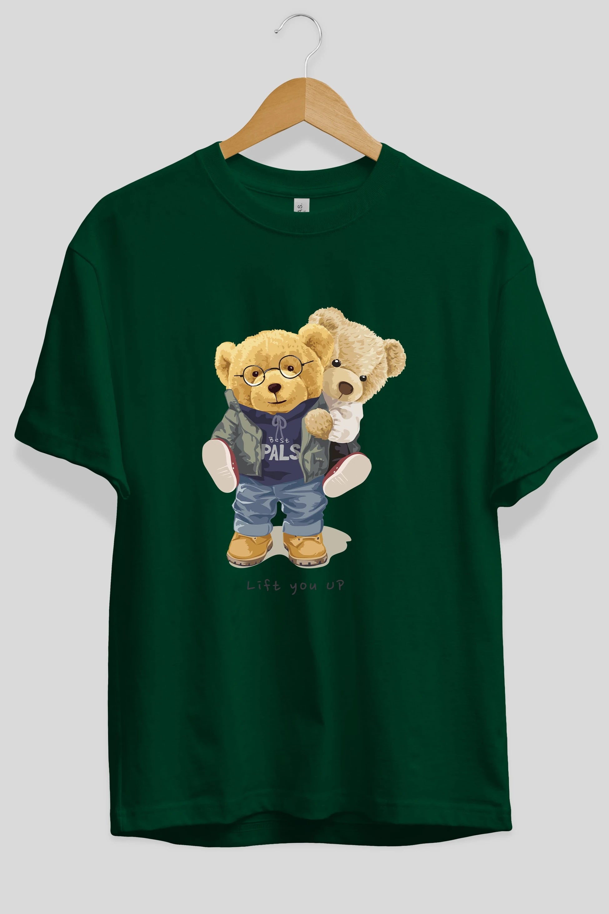 Teddy Bear Lift You Up Ön Baskılı Oversize t-shirt Erkek Kadın Unisex %100 Pamuk