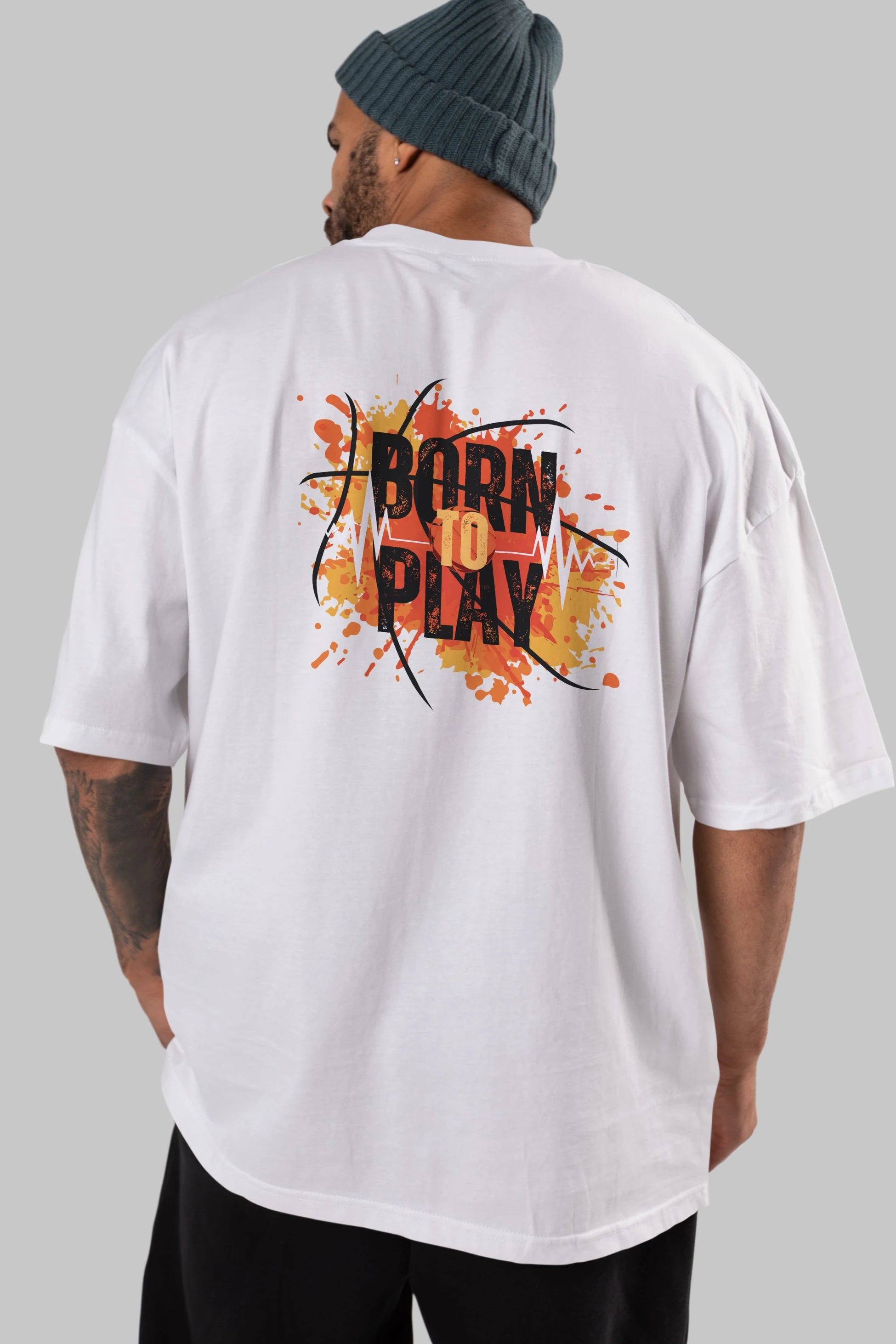 Born to Play Yazılı Arka Baskılı Oversize t-shirt Erkek Kadın Unisex