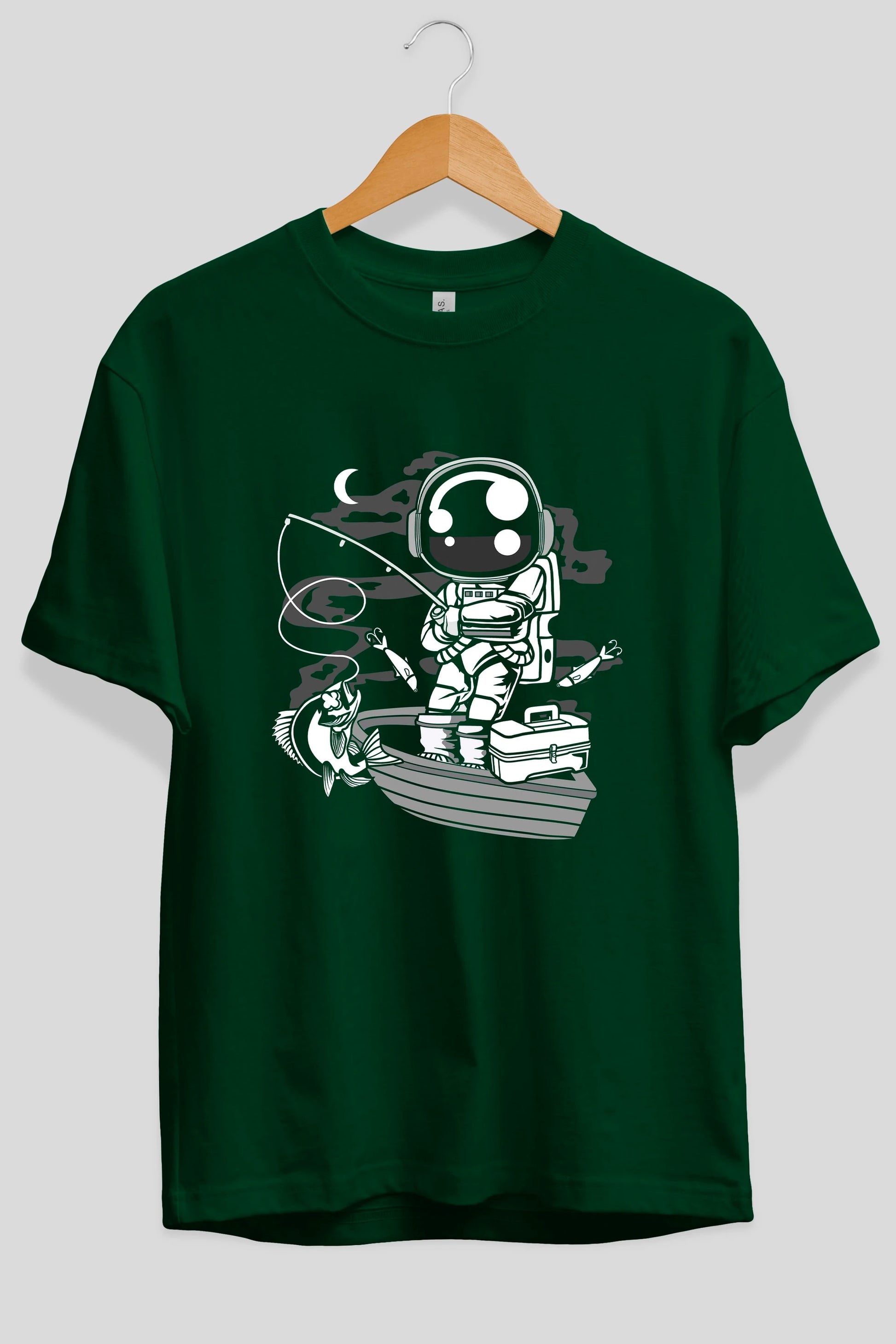 Astronaut Fisherman Ön Baskılı Oversize t-shirt Erkek Kadın Unisex