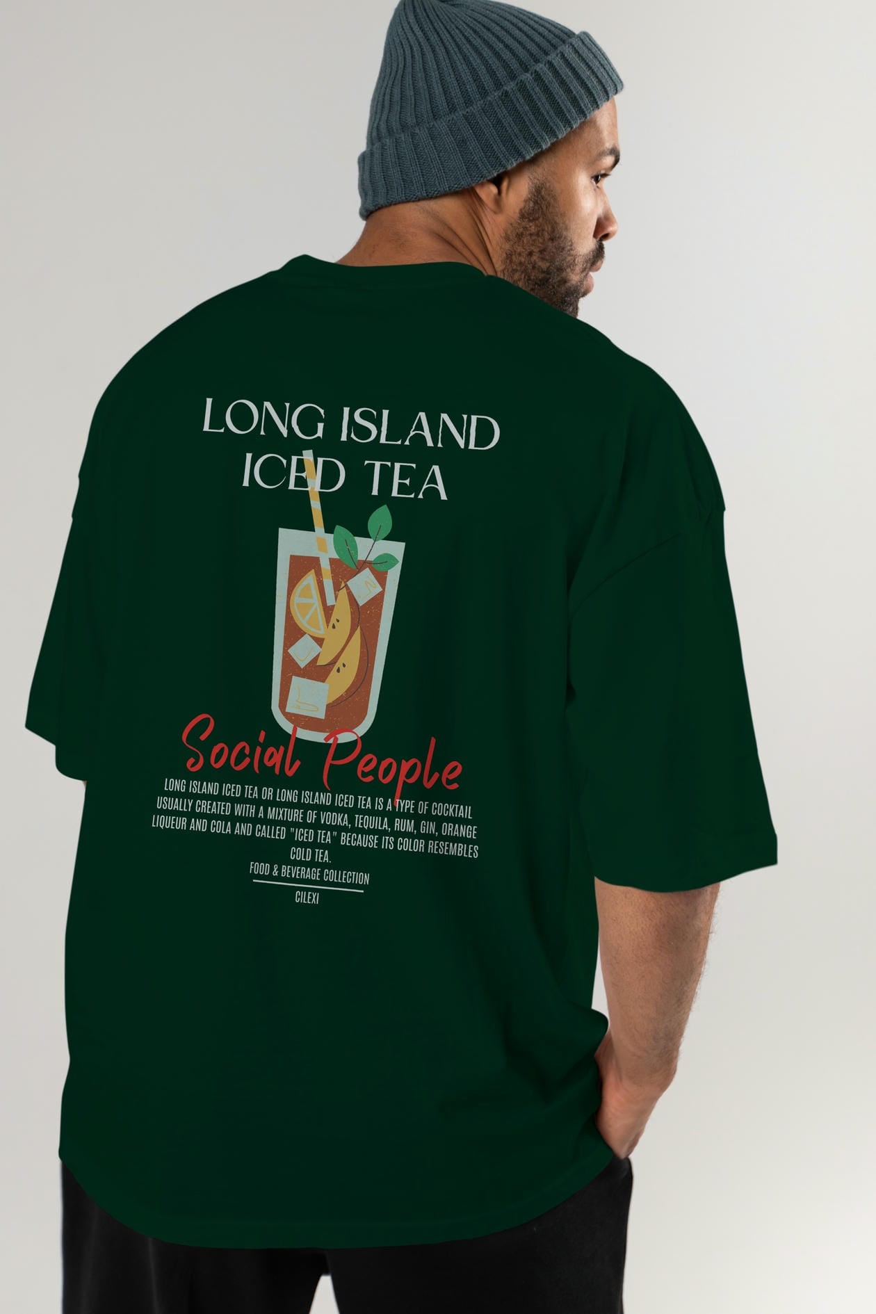 Long Island ıced tea Kokteyl Serisi Baskılı Oversize t-shirt Erkek Kadın Unisex %100 Pamuk Bisiklet Yaka tişort