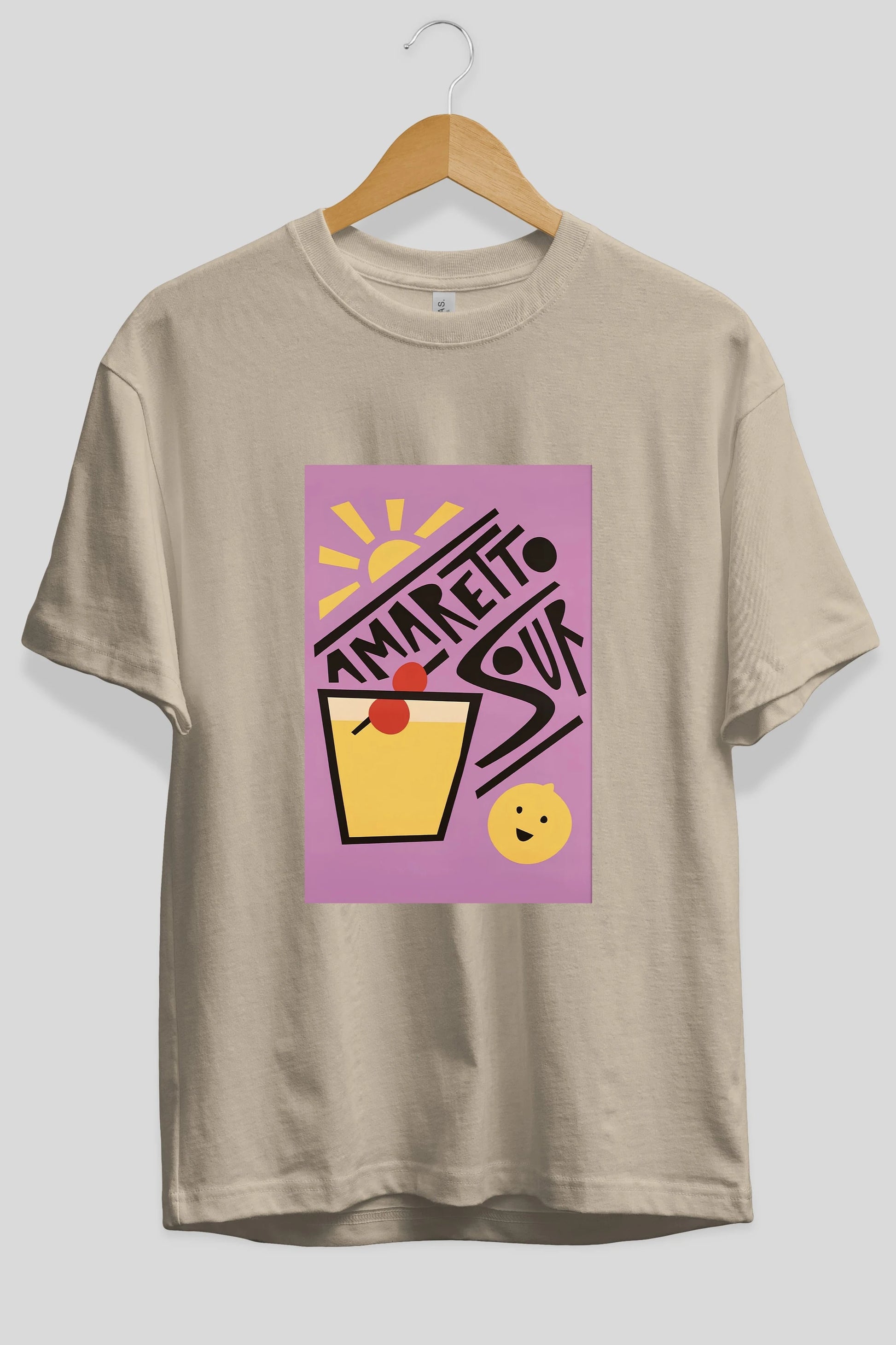 Amaretto Sour Ön Baskılı Oversize t-shirt Erkek Kadın Unisex %100 Pamuk Bisiklet Yaka tişort