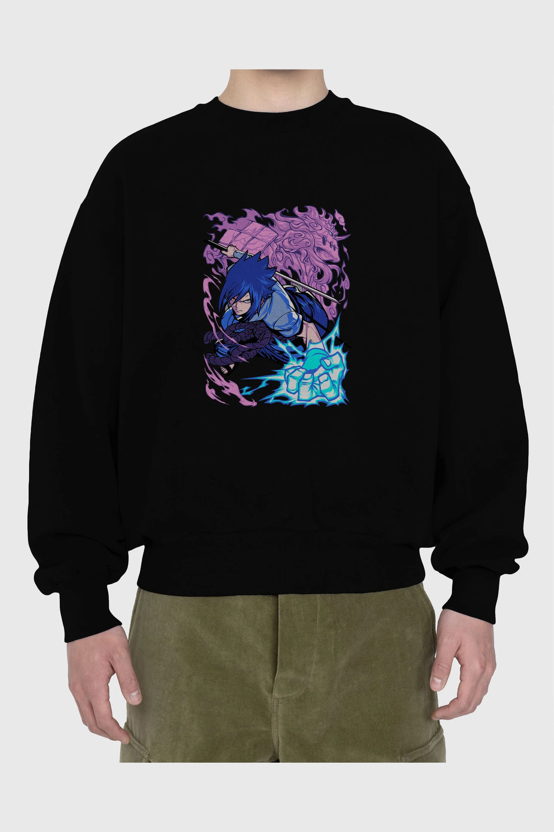 NARUTO SASUKE UCHIHA 2 Anime Ön Baskılı Oversize Sweatshirt Erkek Kadın Unisex