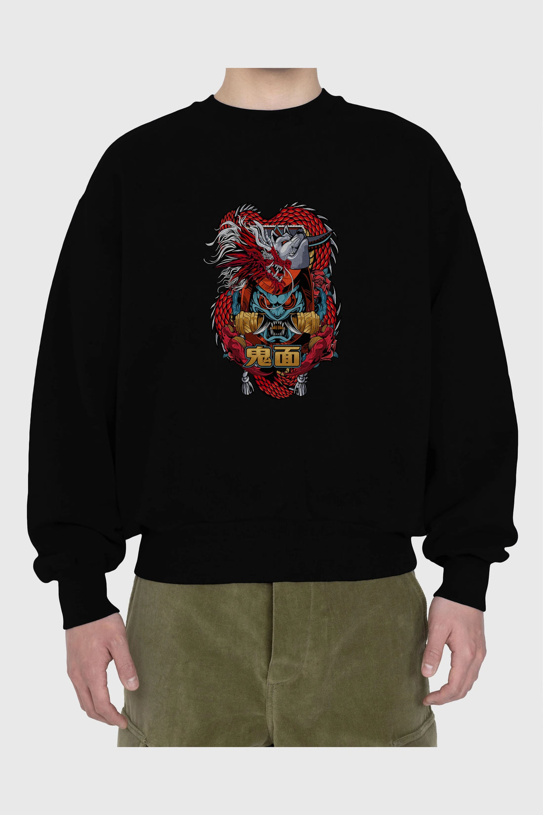 TRIBAL Anime Ön Baskılı Oversize Sweatshirt Erkek Kadın Unisex