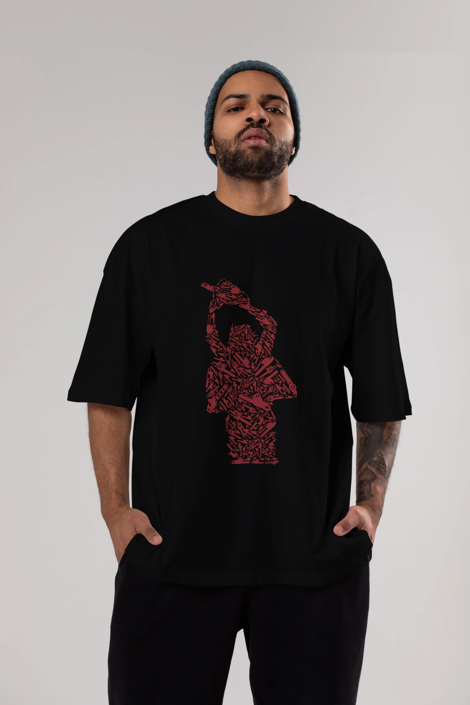 Chainsaw Ön Baskılı Oversize t-shirt %100 pamuk Erkek Kadın Unisex