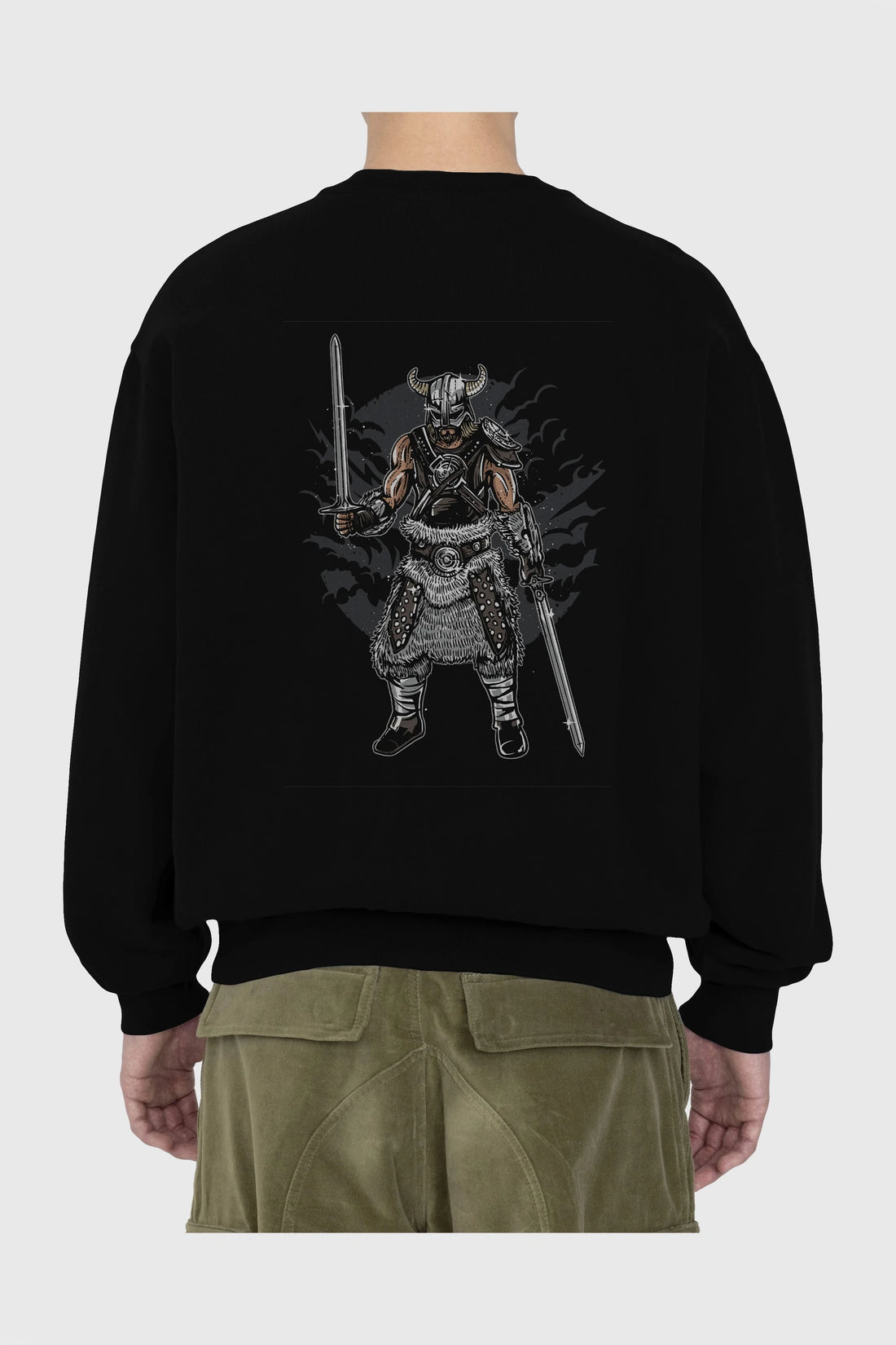 Dark Viking Arka Baskılı Oversize Sweatshirt Erkek Kadın Unisex