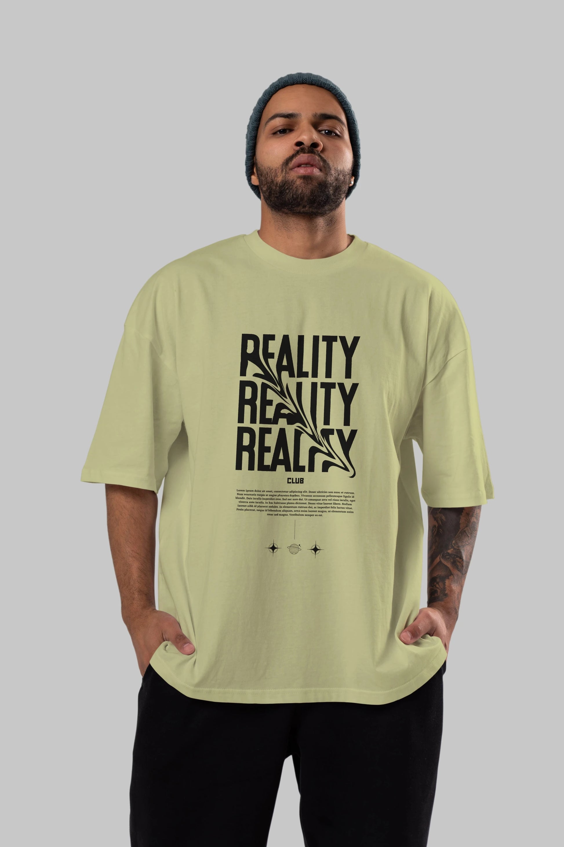 Reality Yazılı Ön Baskılı Oversize t-shirt Erkek Kadın Unisex