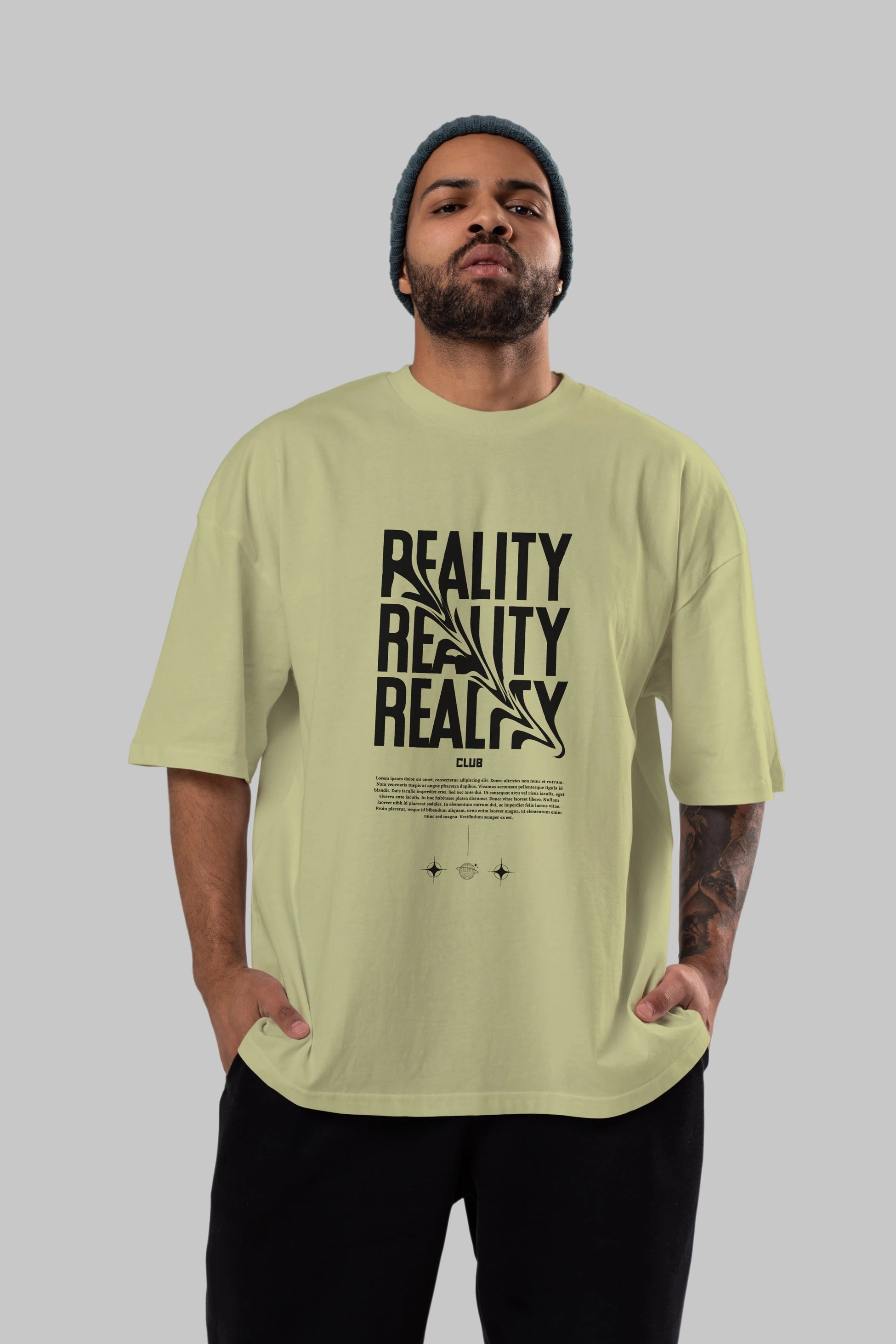 Reality Yazılı Ön Baskılı Oversize t-shirt Erkek Kadın Unisex