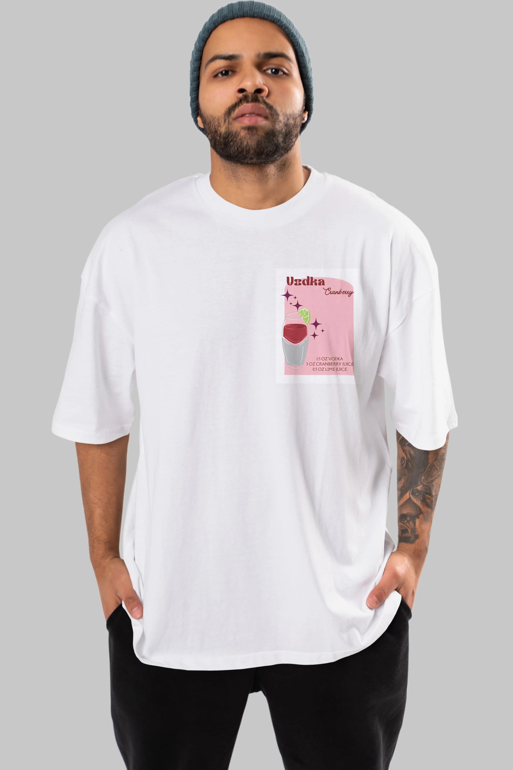 Vodka Cranberry 2 Ön Sol Baskılı Oversize t-shirt Erkek Kadın Unisex %100 Pamuk Bisiklet Yaka tişort