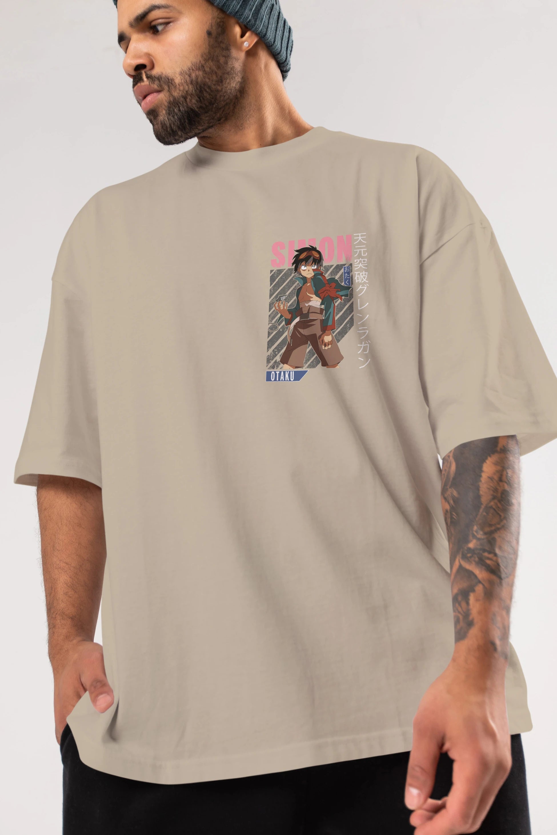 Simon 5 Ön Sol Baskılı Oversize t-shirt Erkek Kadın Unisex %100 Pamuk Bisiklet Yaka tişort