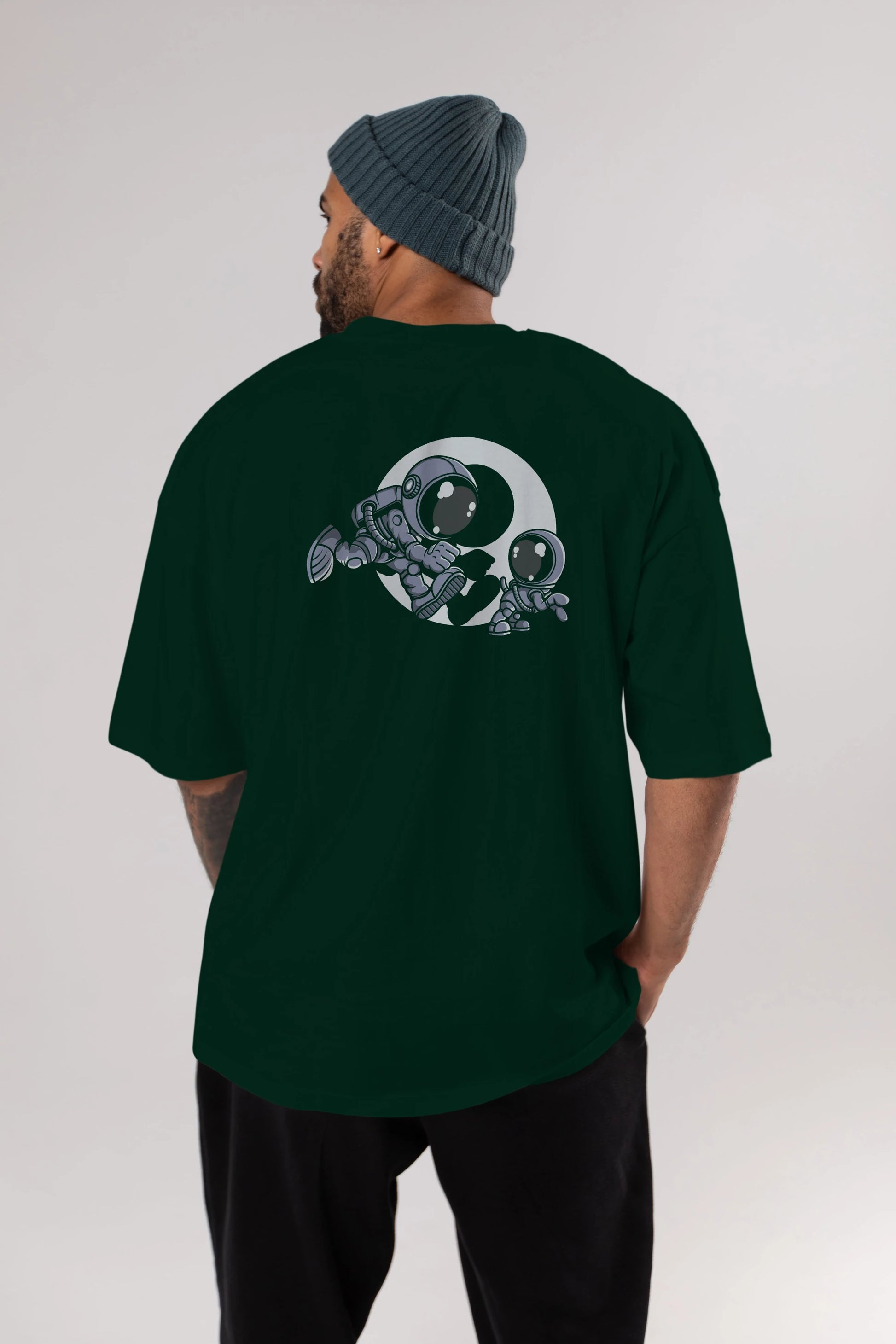 Astronaut And Little Dog Arka Baskılı Oversize t-shirt Erkek Kadın Unisex