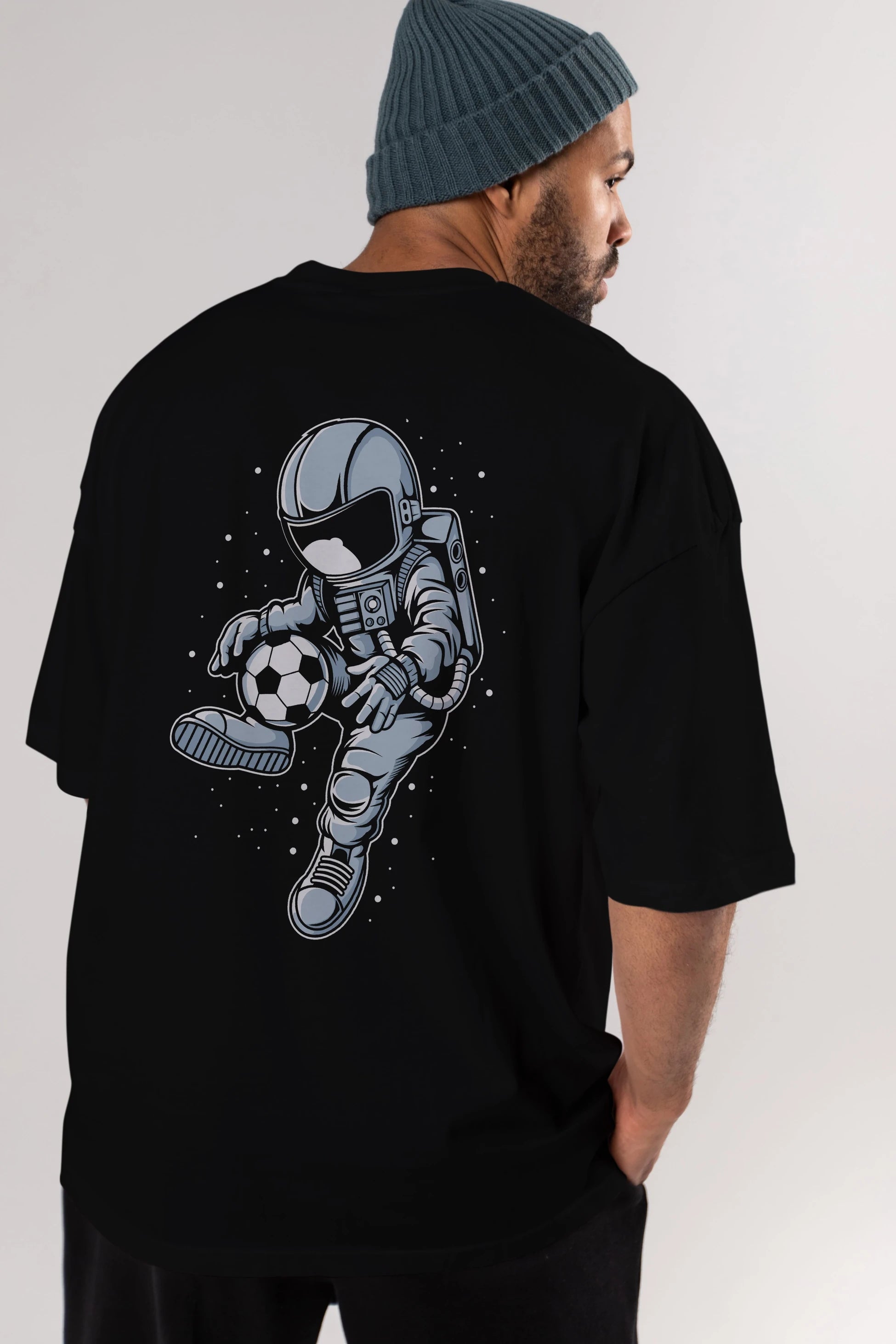 Astronaut Soccer Player Arka Baskılı Oversize t-shirt Erkek Kadın Unisex