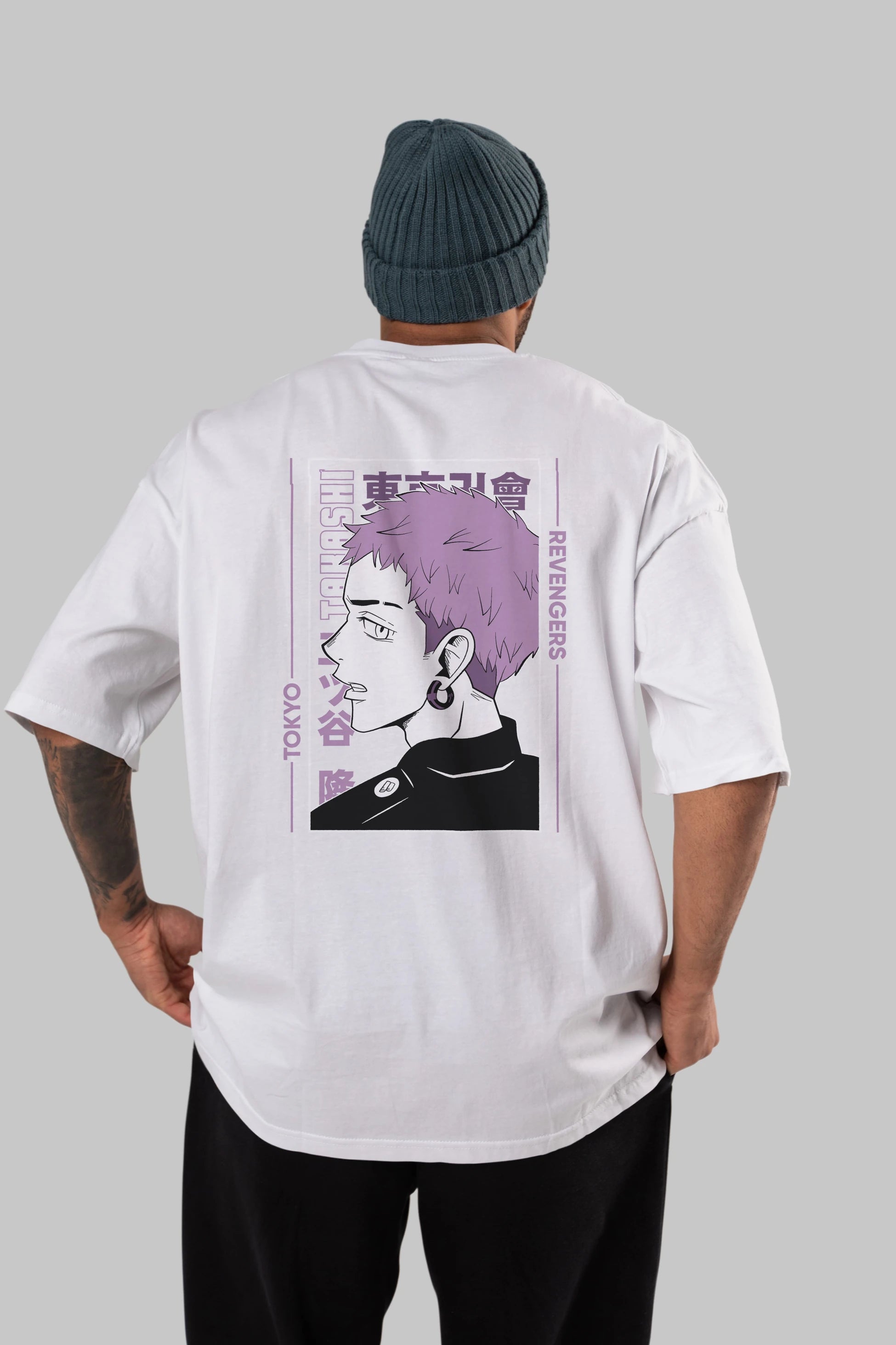 Takashi Mitsuya Anime Arka Baskılı Oversize t-shirt Erkek Kadın Unisex