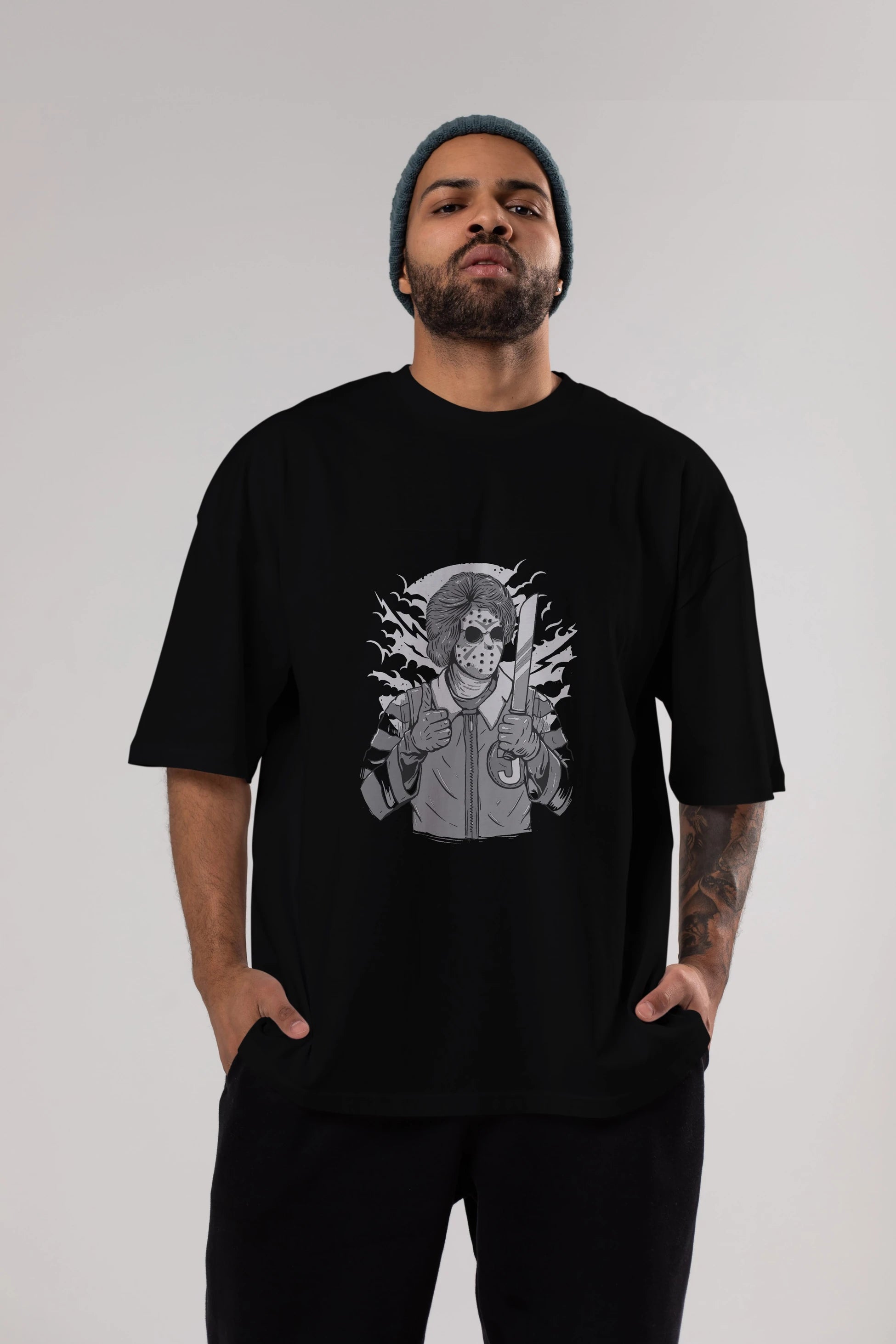 Clown Killer Ön Baskılı Oversize t-shirt Erkek Kadın Unisex %100 Pamuk tişort