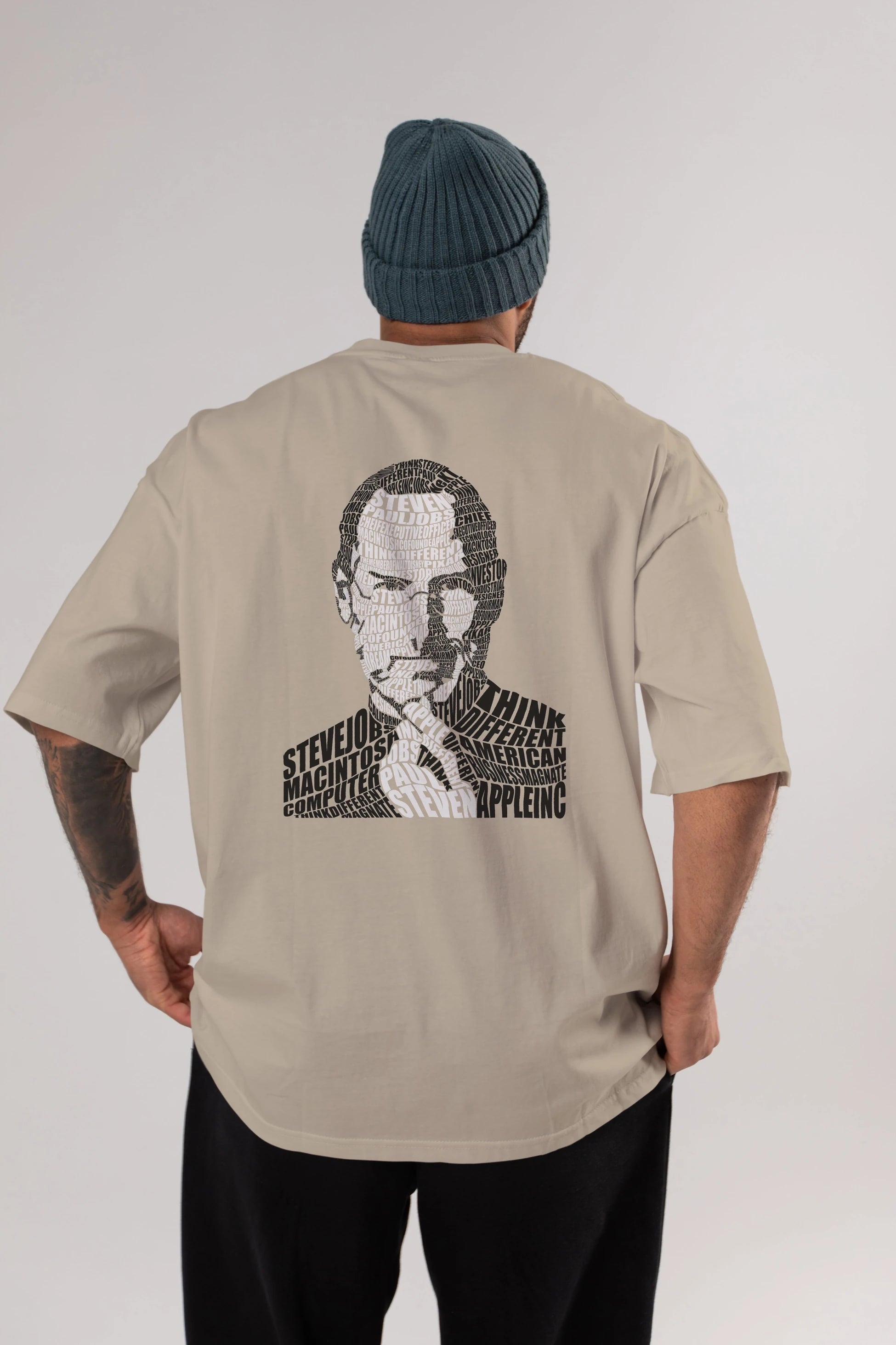 Steve Jobs Calligram Arka Baskılı Oversize t-shirt %100 pamuk Erkek Kadın Unisex