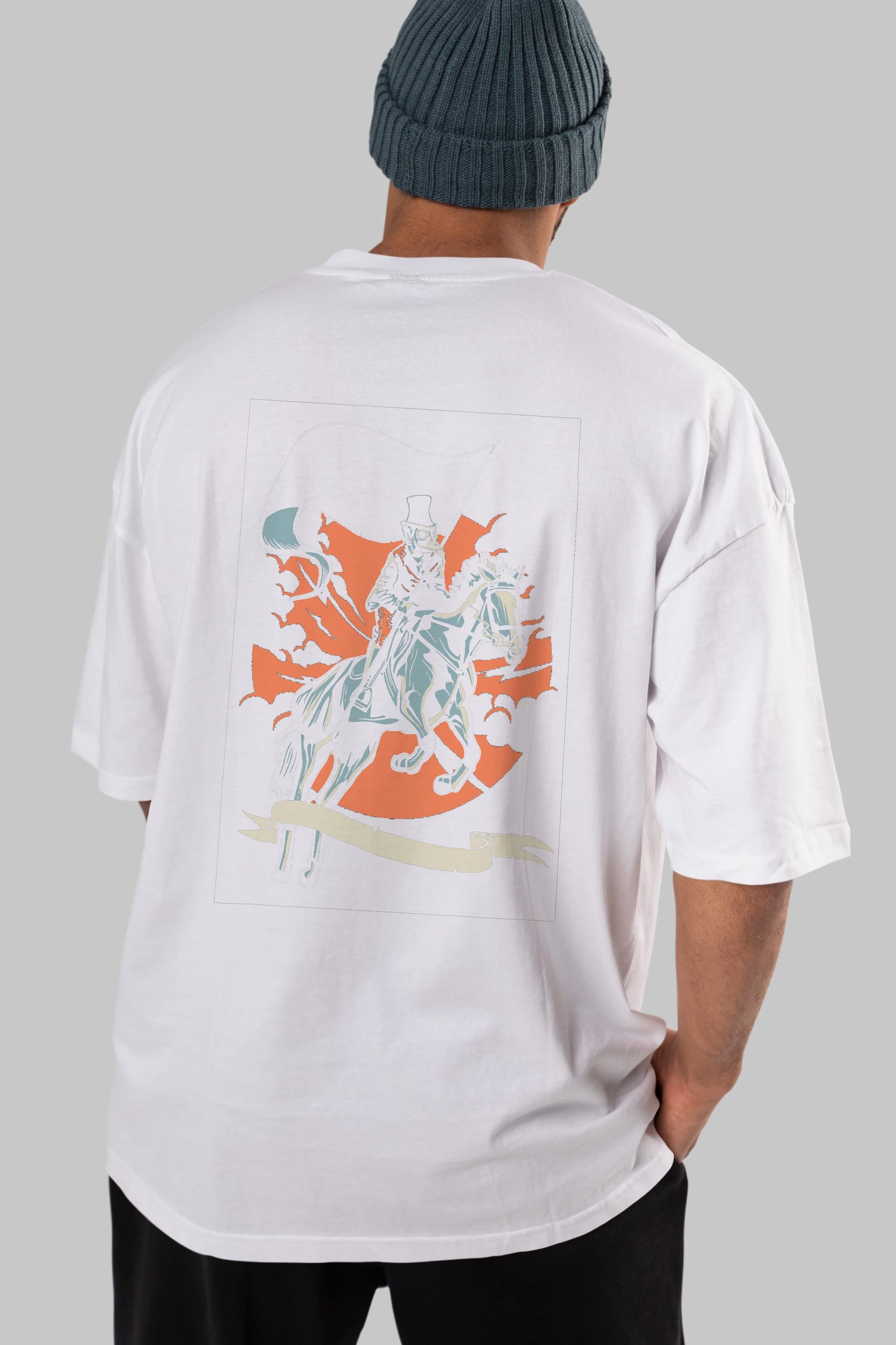 Plague Doctor Arka Baskılı Oversize t-shirt Erkek Kadın Unisex %100 Pamuk