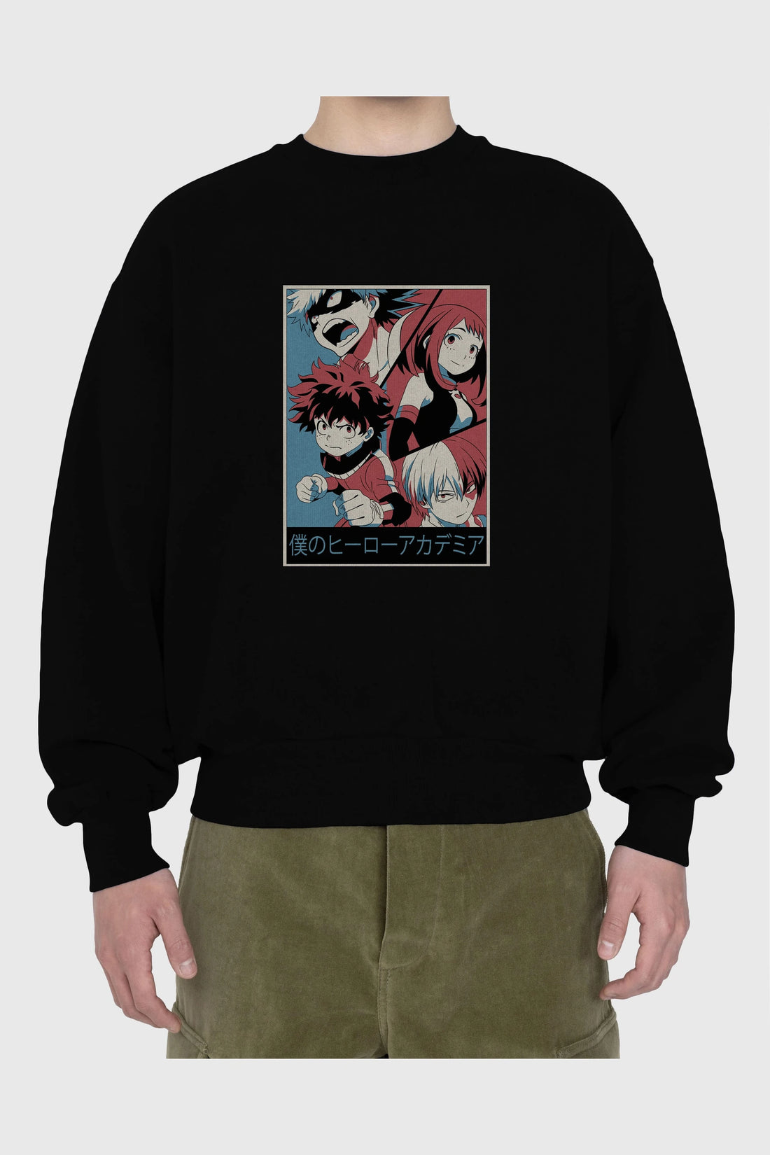 BokuNoHero Anime Ön Baskılı Oversize Sweatshirt Erkek Kadın Unisex