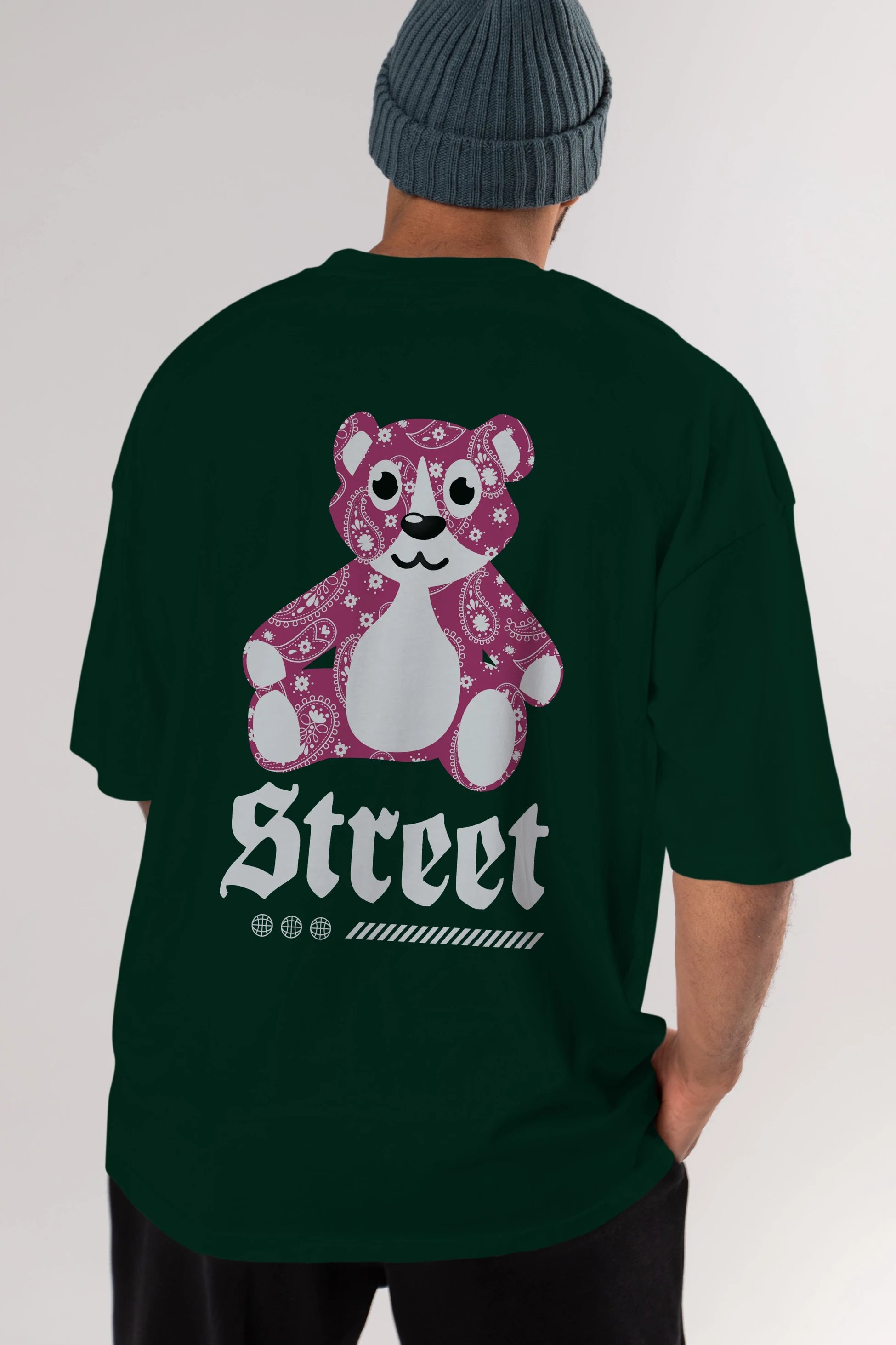Street Bear Arka Baskılı Oversize t-shirt Erkek Kadın Unisex
