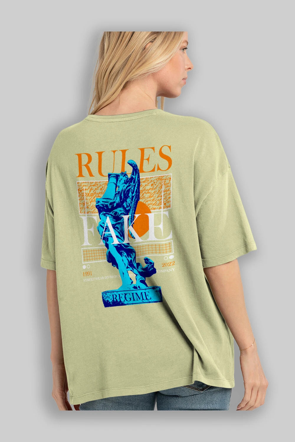 Rules Fake Arka Baskılı Oversize t-shirt Erkek Kadın Unisex