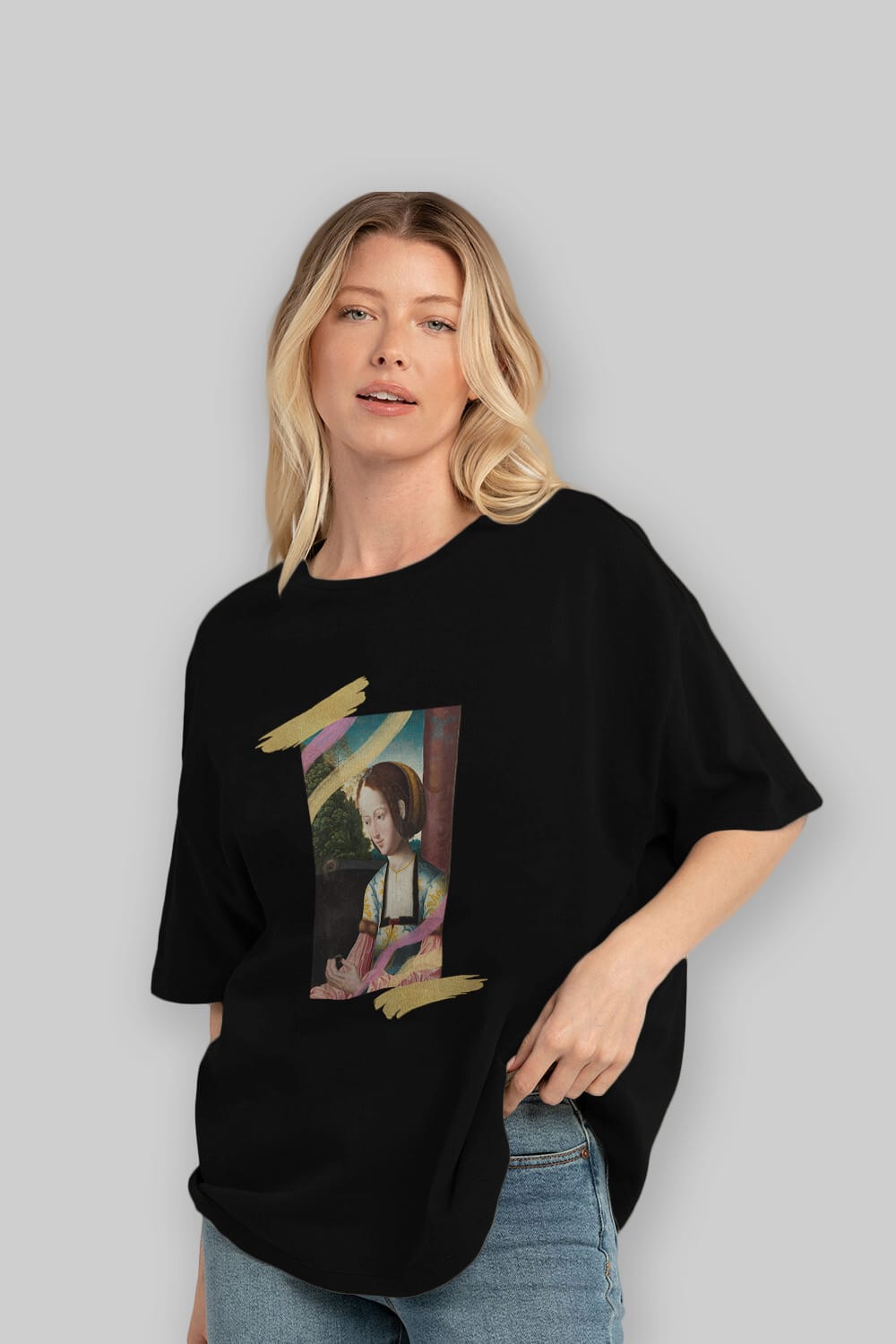 Woman Portrait Ön Baskılı Oversize t-shirt Erkek Kadın Unisex