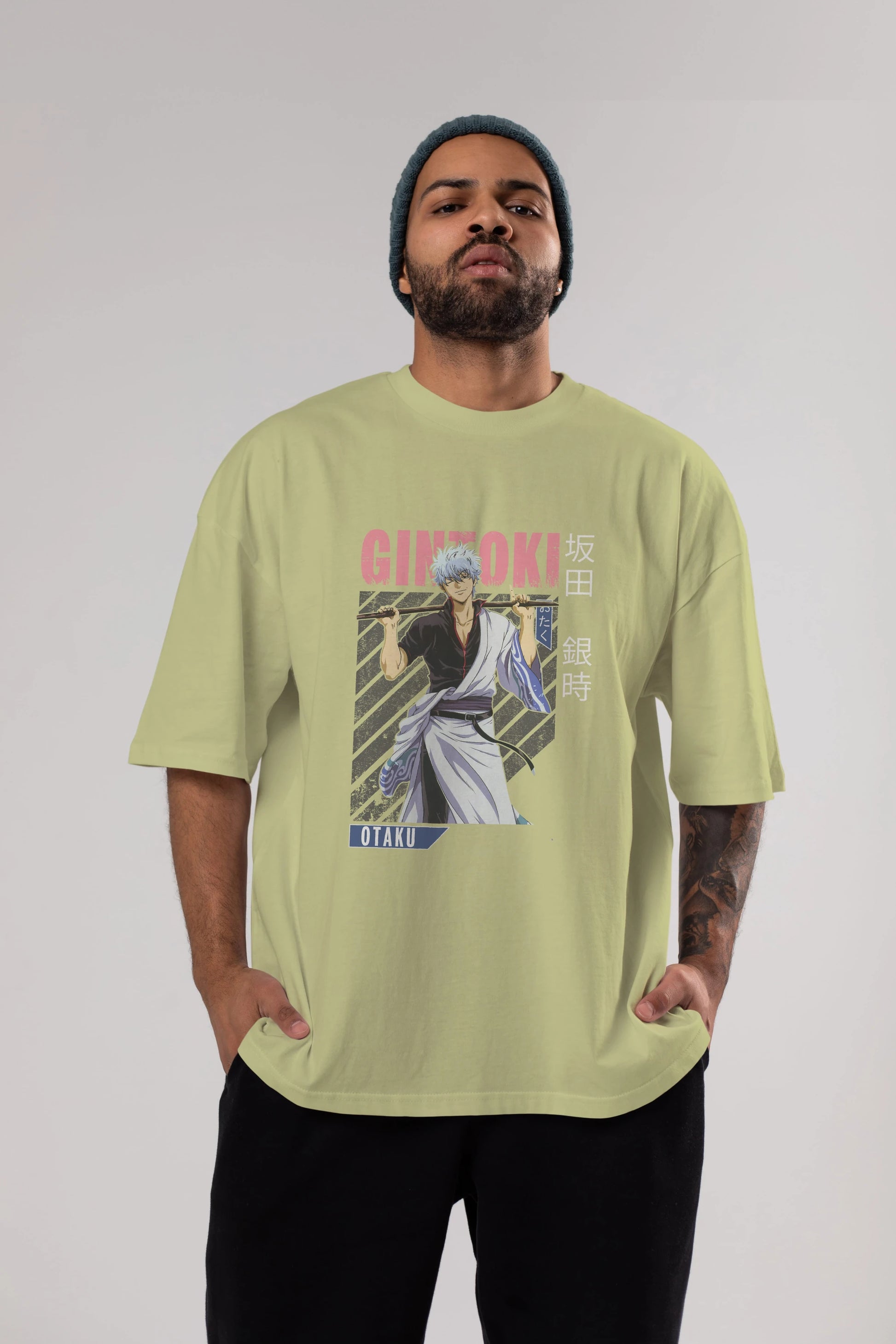 Gintoki Sakata GINTAMA 3 Anime Ön Baskılı Oversize t-shirt %100 pamuk Erkek Kadın Unisex