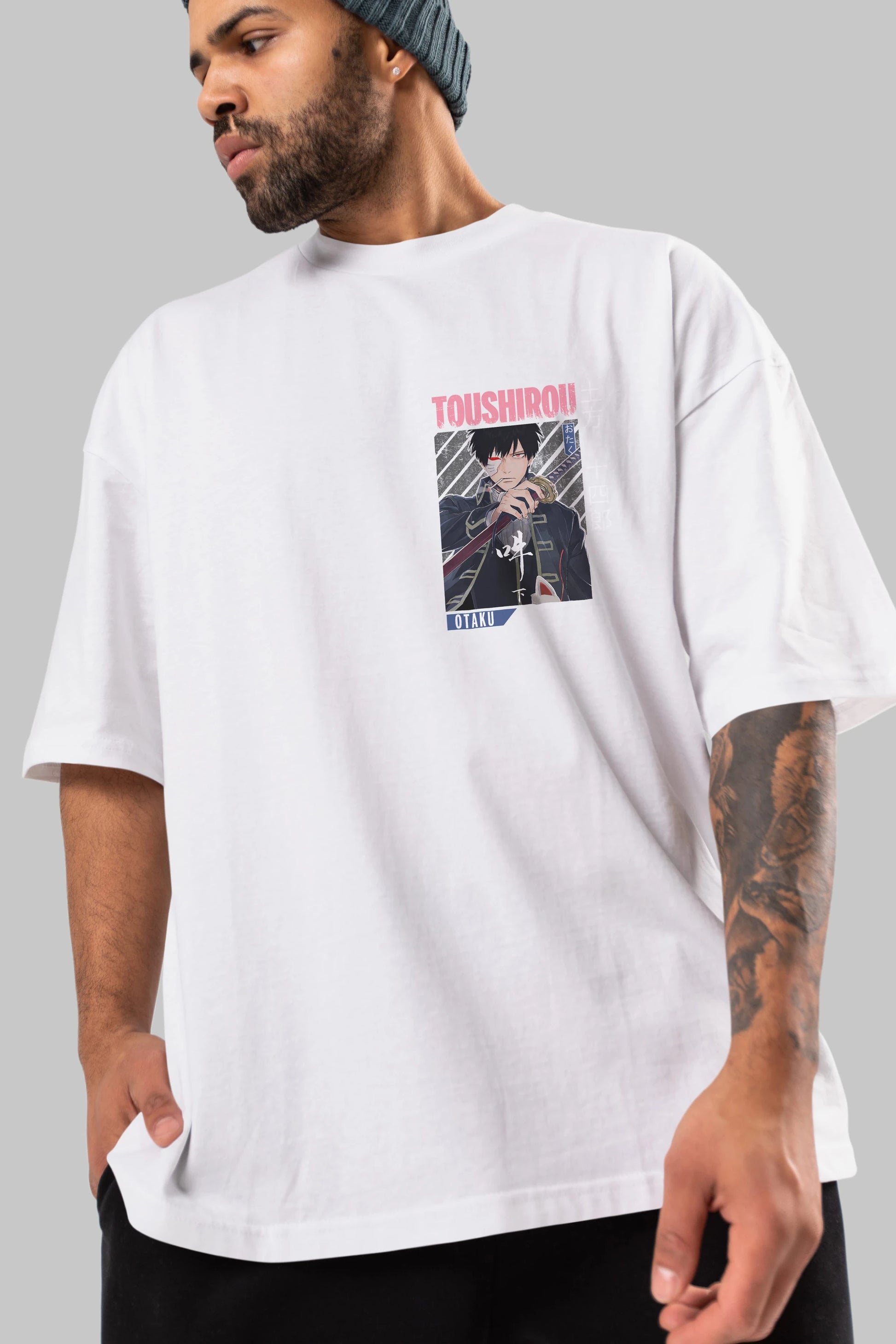 Toushirou Hijikata 1 Ön Sol Baskılı Oversize t-shirt Erkek Kadın Unisex %100 Pamuk Bisiklet Yaka tişort