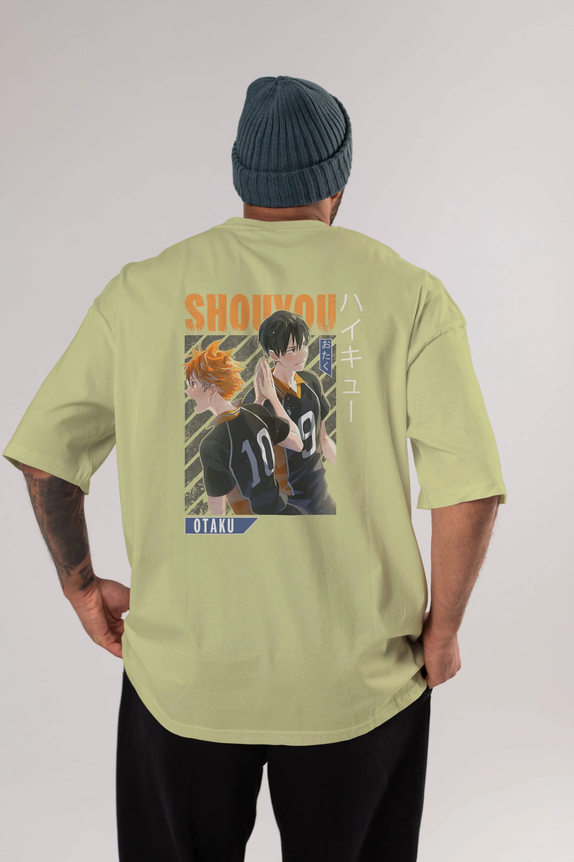 Shouyou Hinata 12 Anime Arka Baskılı Oversize t-shirt Erkek Kadın Unisex