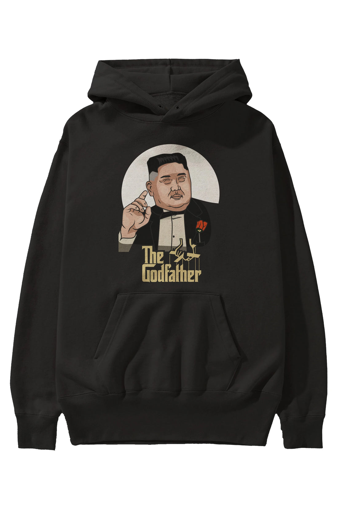 Godfather Jong Un Ön Baskılı Hoodie Oversize Kapüşonlu Sweatshirt Erkek Kadın Unisex