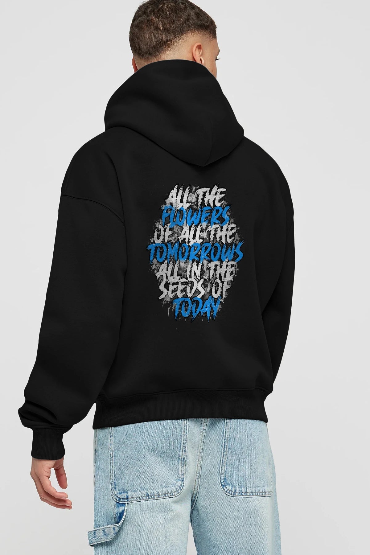 All The Flowers Arka Baskılı Hoodie Oversize Kapüşonlu Sweatshirt Erkek Kadın Unisex