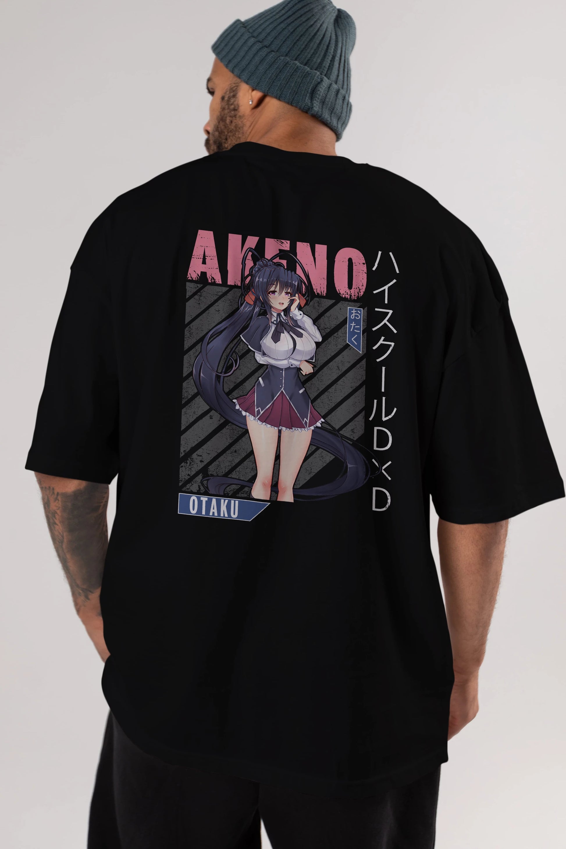 Akeno Himejima 4 Anime Arka Baskılı Oversize t-shirt Erkek Kadın Unisex