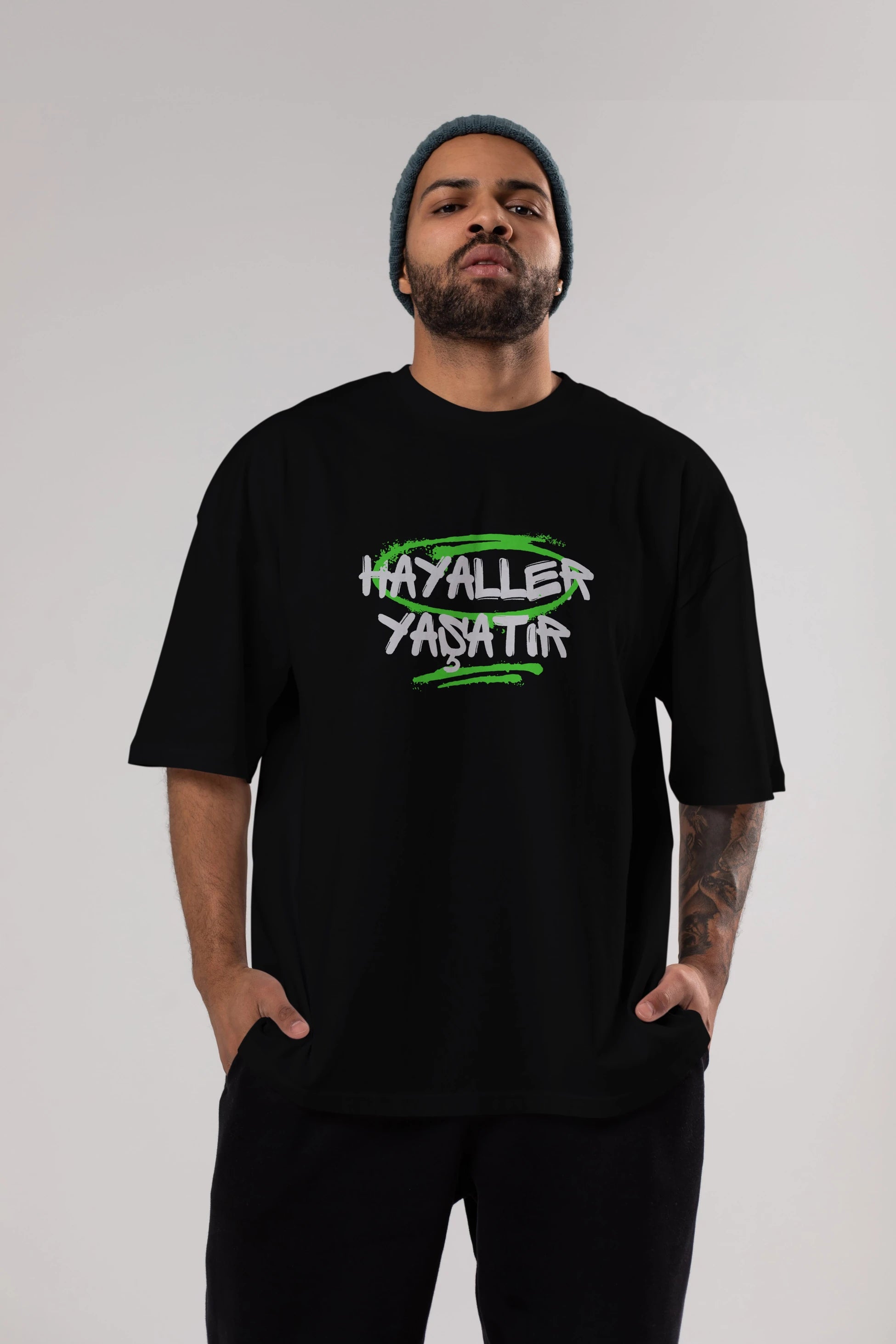 Hayaller Yaşatır Ön Baskılı Oversize t-shirt Erkek Kadın Unisex