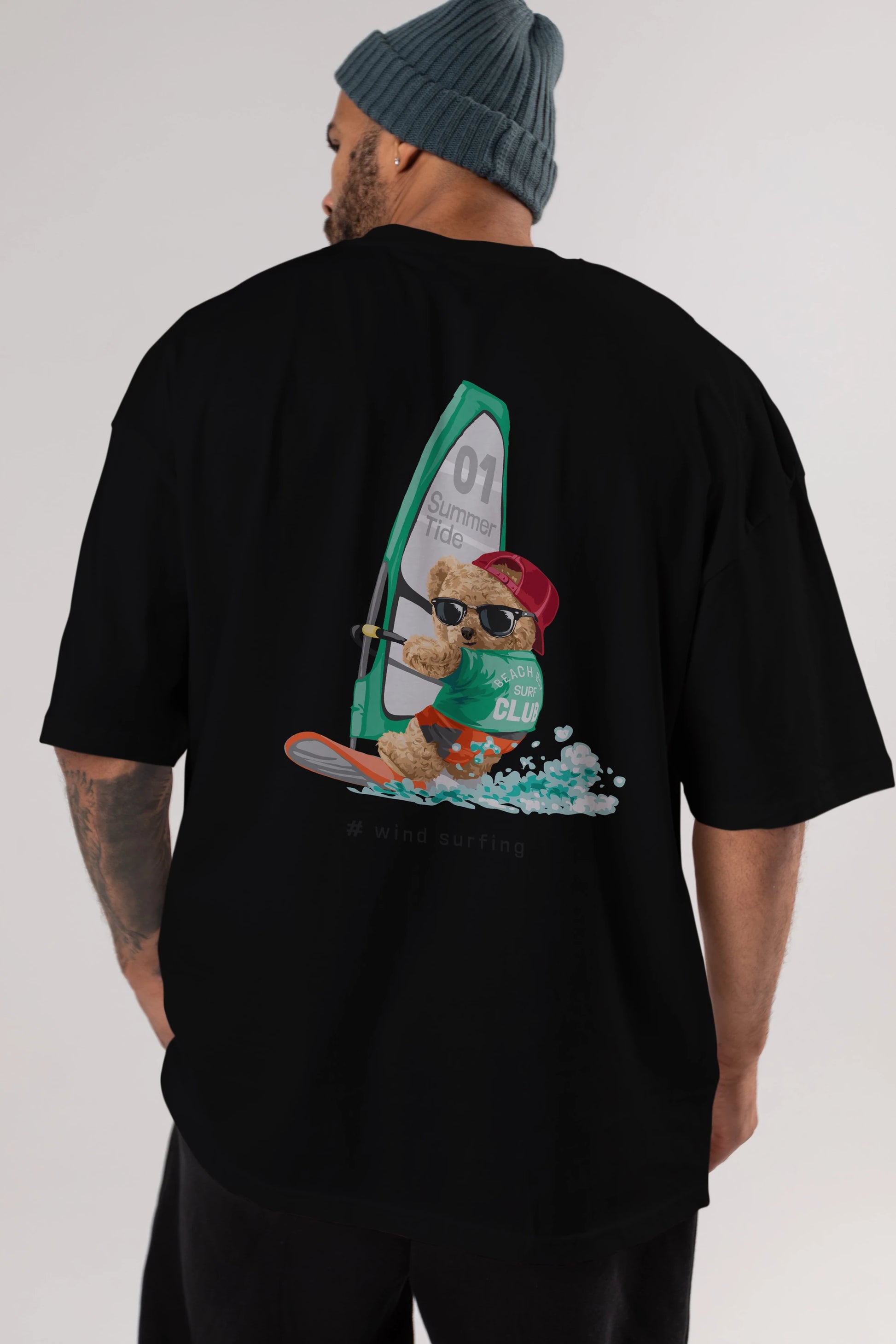 Teddy Bear Summer Tide Arka Baskılı Oversize t-shirt Erkek Kadın Unisex %100 Pamuk