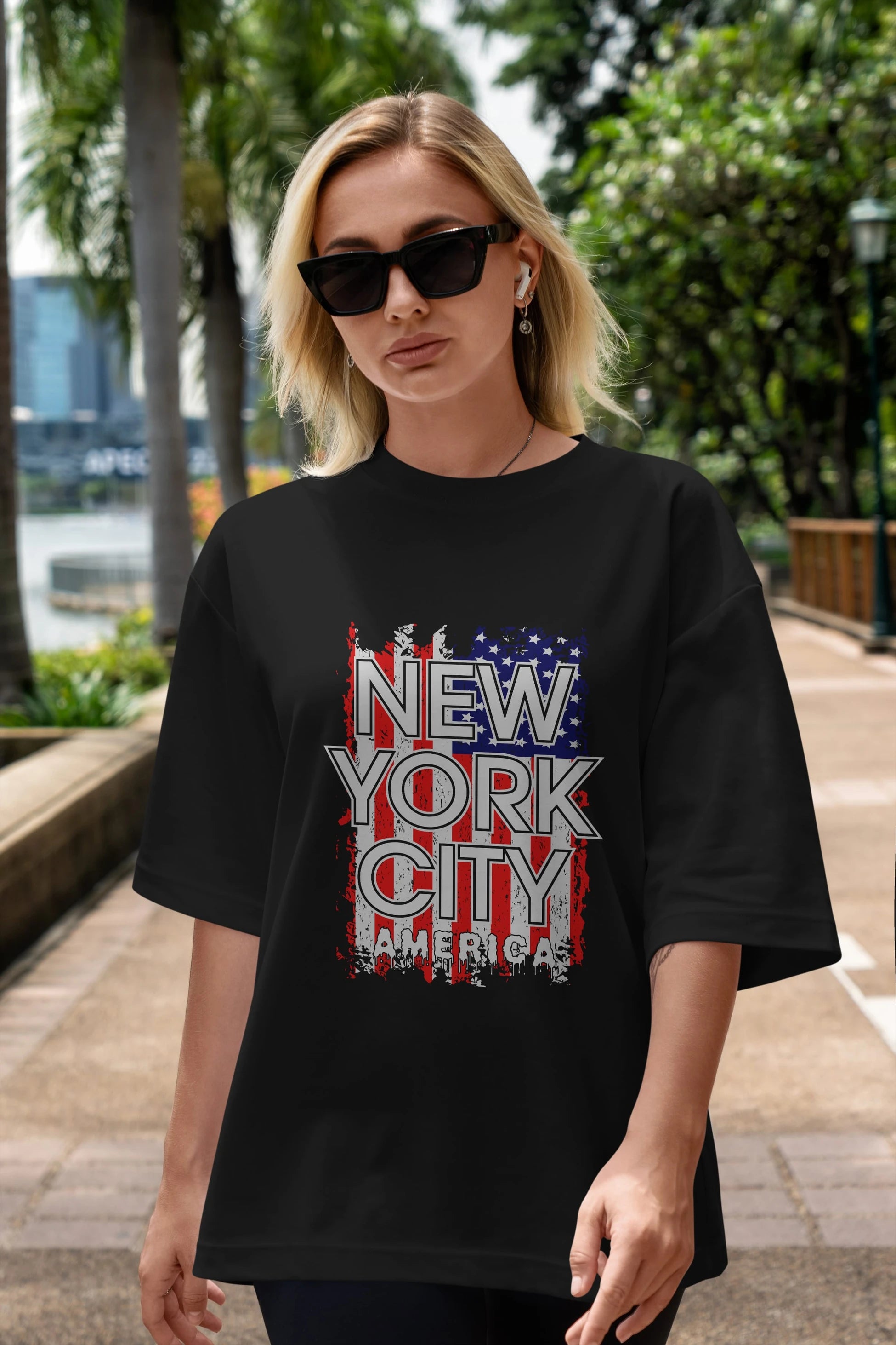 New York City 2 Ön Baskılı Oversize t-shirt Erkek Kadın Unisex