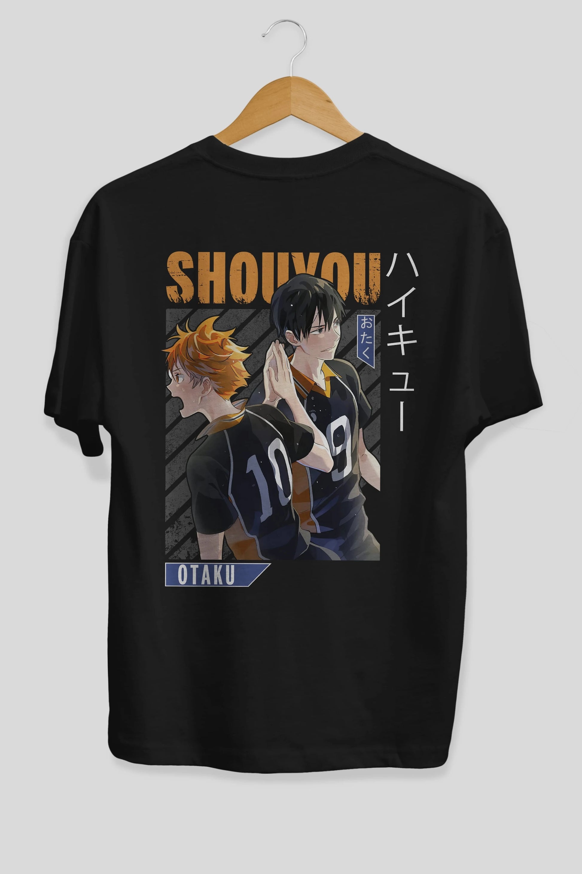 Shouyou Hinata 12 Anime Arka Baskılı Oversize t-shirt Erkek Kadın Unisex