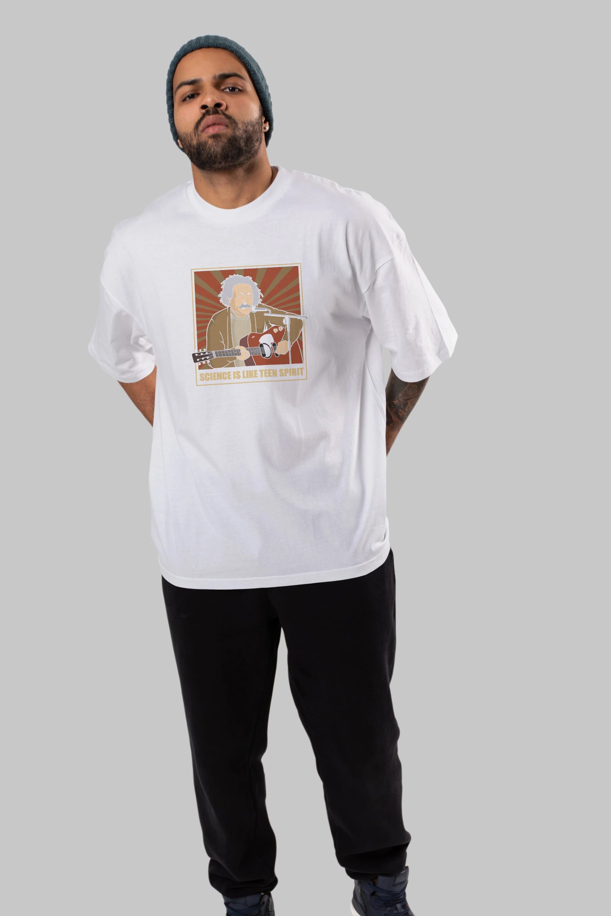 Kurt Einstein Ön Baskılı Oversize t-shirt Erkek Kadın Unisex %100 Pamuk tişort