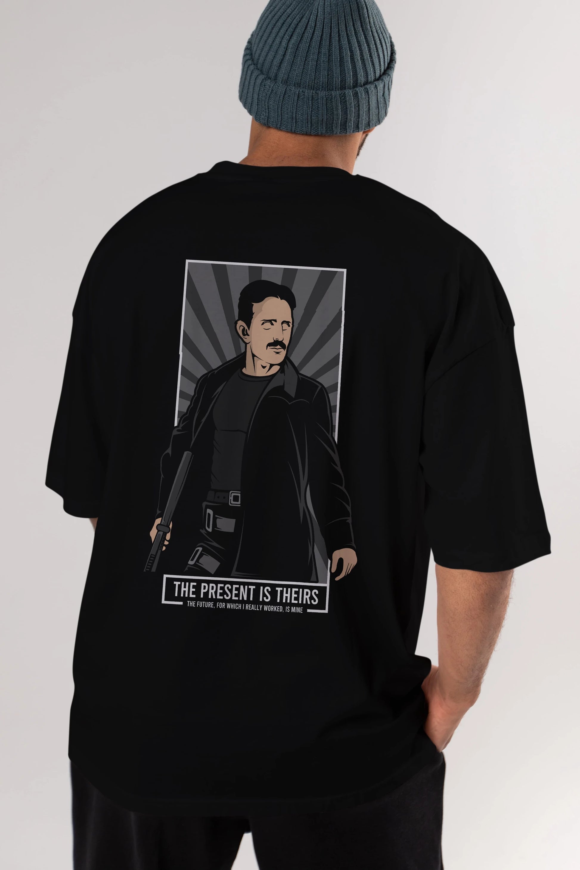 Tesla Matrix Arka Baskılı Oversize t-shirt Erkek Kadın Unisex %100 Pamuk tişort