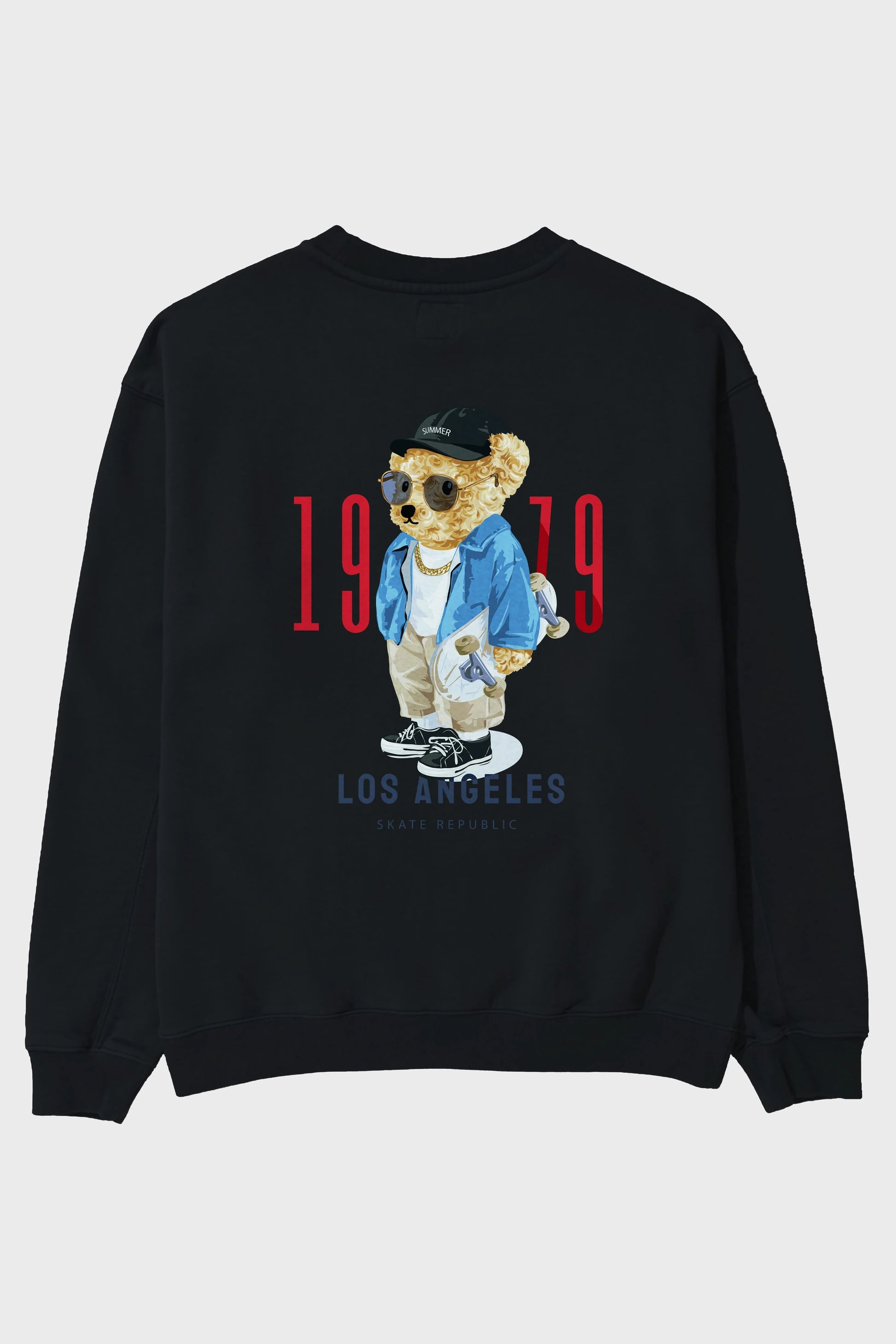 Teddy Bear Los Angeles Arka Baskılı Oversize Sweatshirt Erkek Kadın Unisex