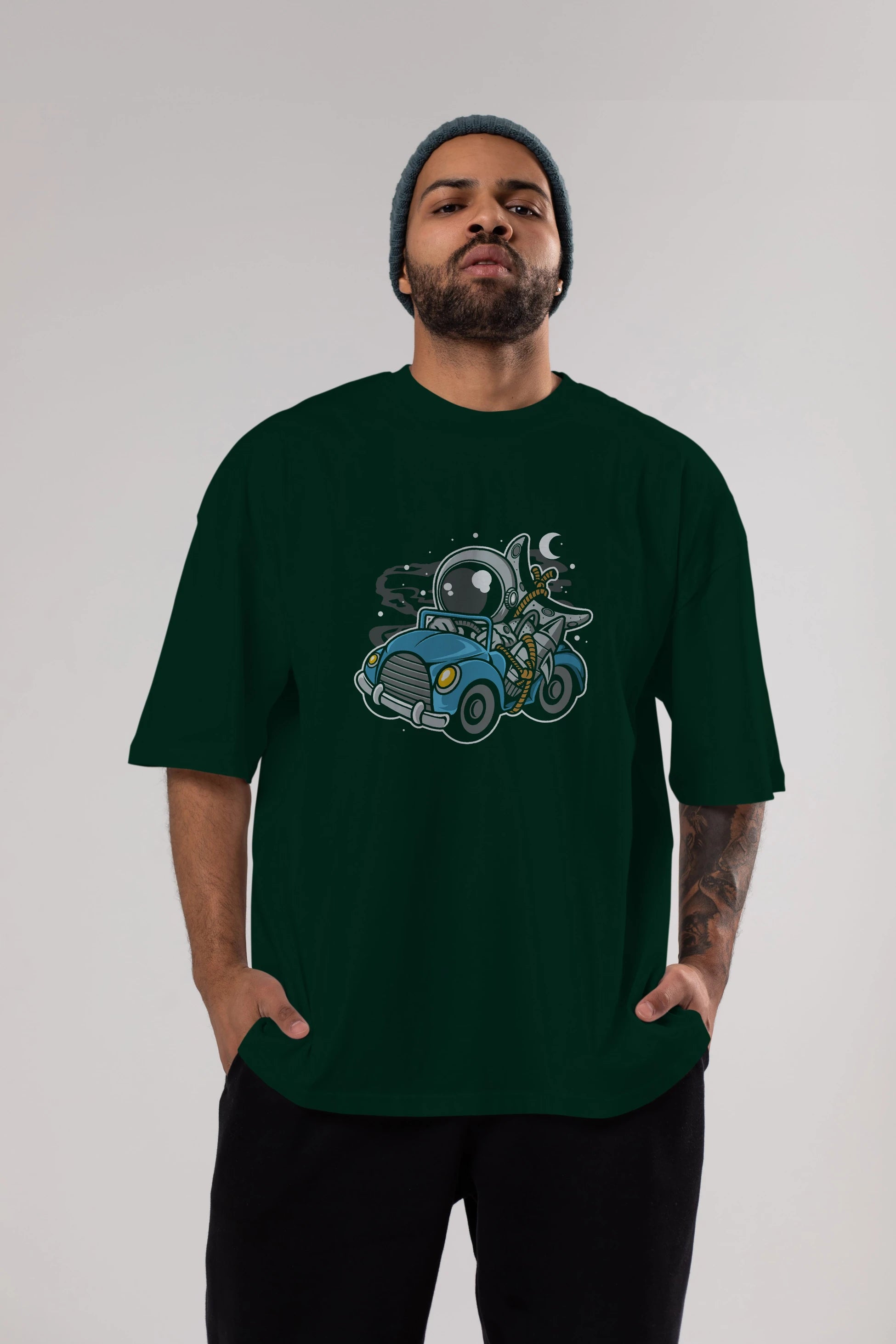 Astronaut Journey Ön Baskılı Oversize t-shirt Erkek Kadın Unisex