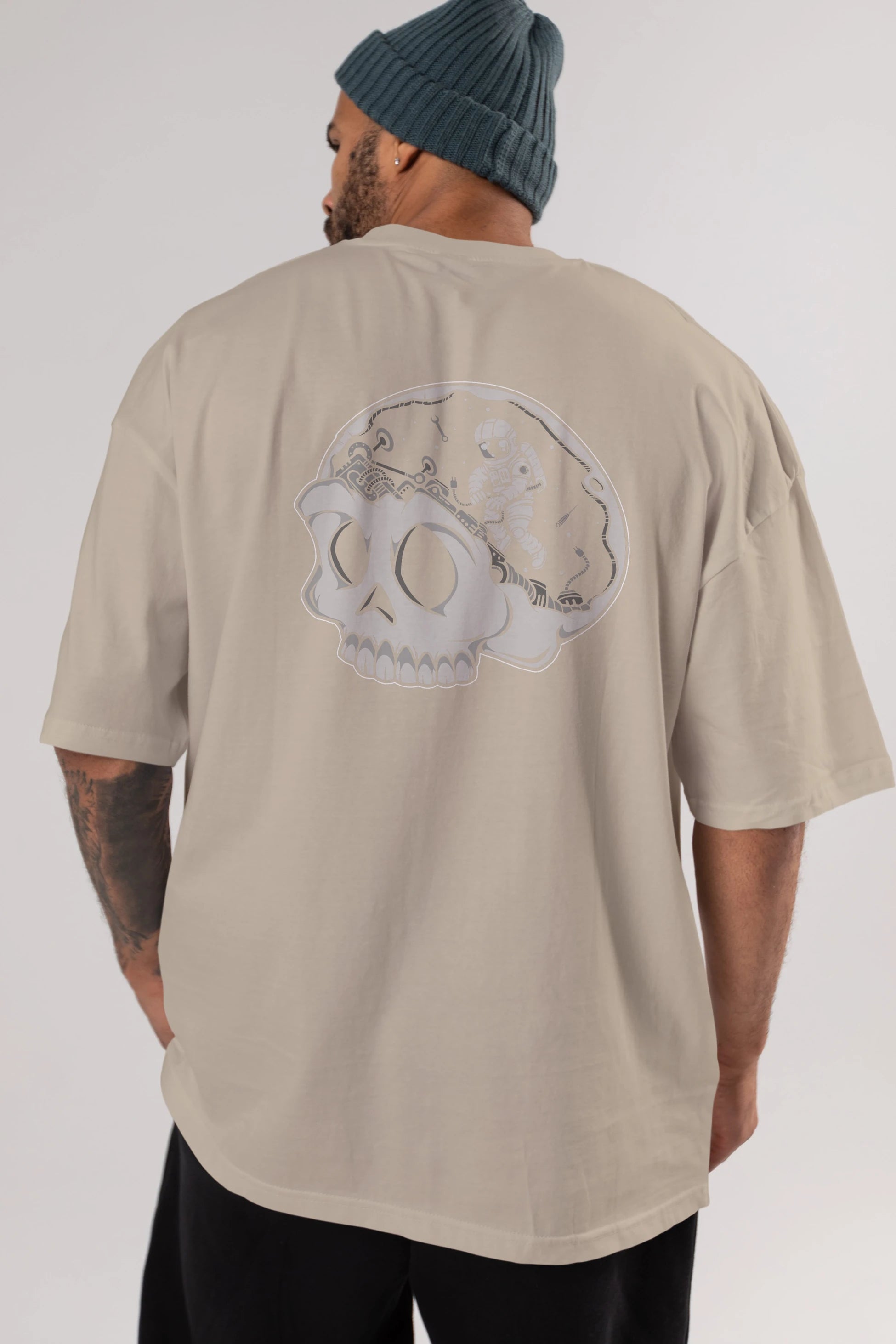 Astronaut Skull Brain Arka Baskılı Oversize t-shirt Erkek Kadın Unisex