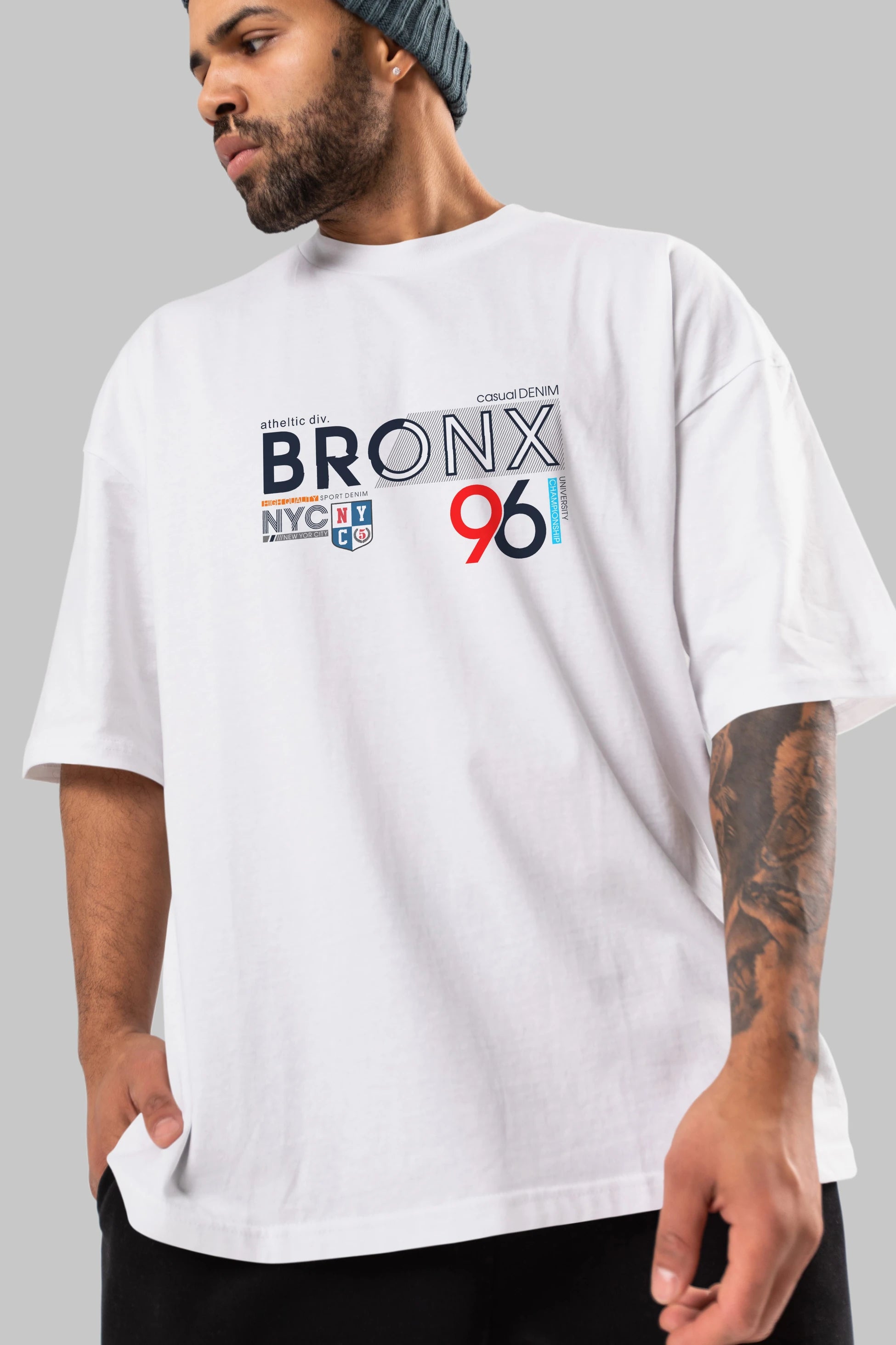 Bronx 96 Ön Baskılı Oversize t-shirt Erkek Kadın Unisex