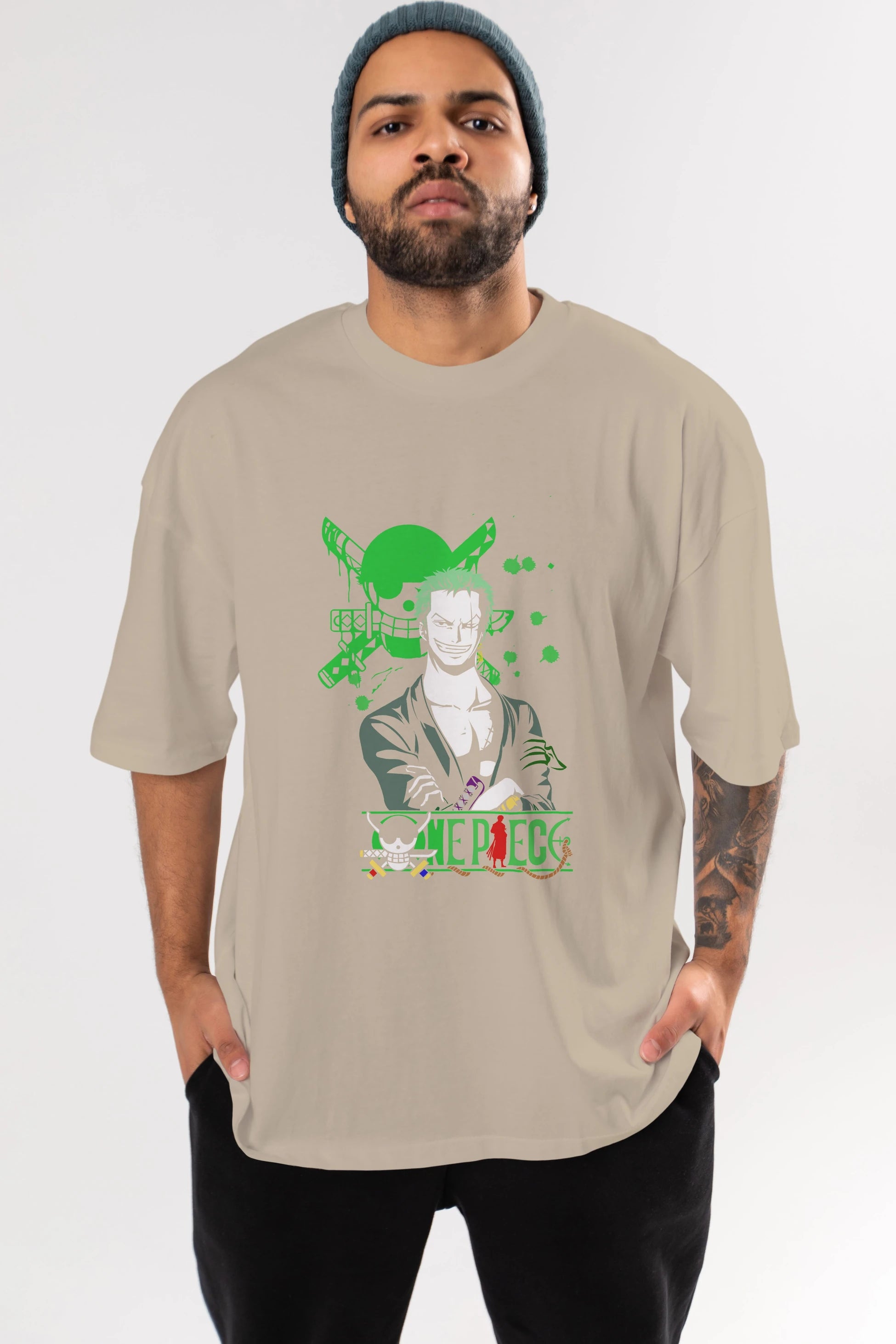 Roronoa Zoro 2 Anime Ön Baskılı Oversize t-shirt Erkek Kadın Unisex
