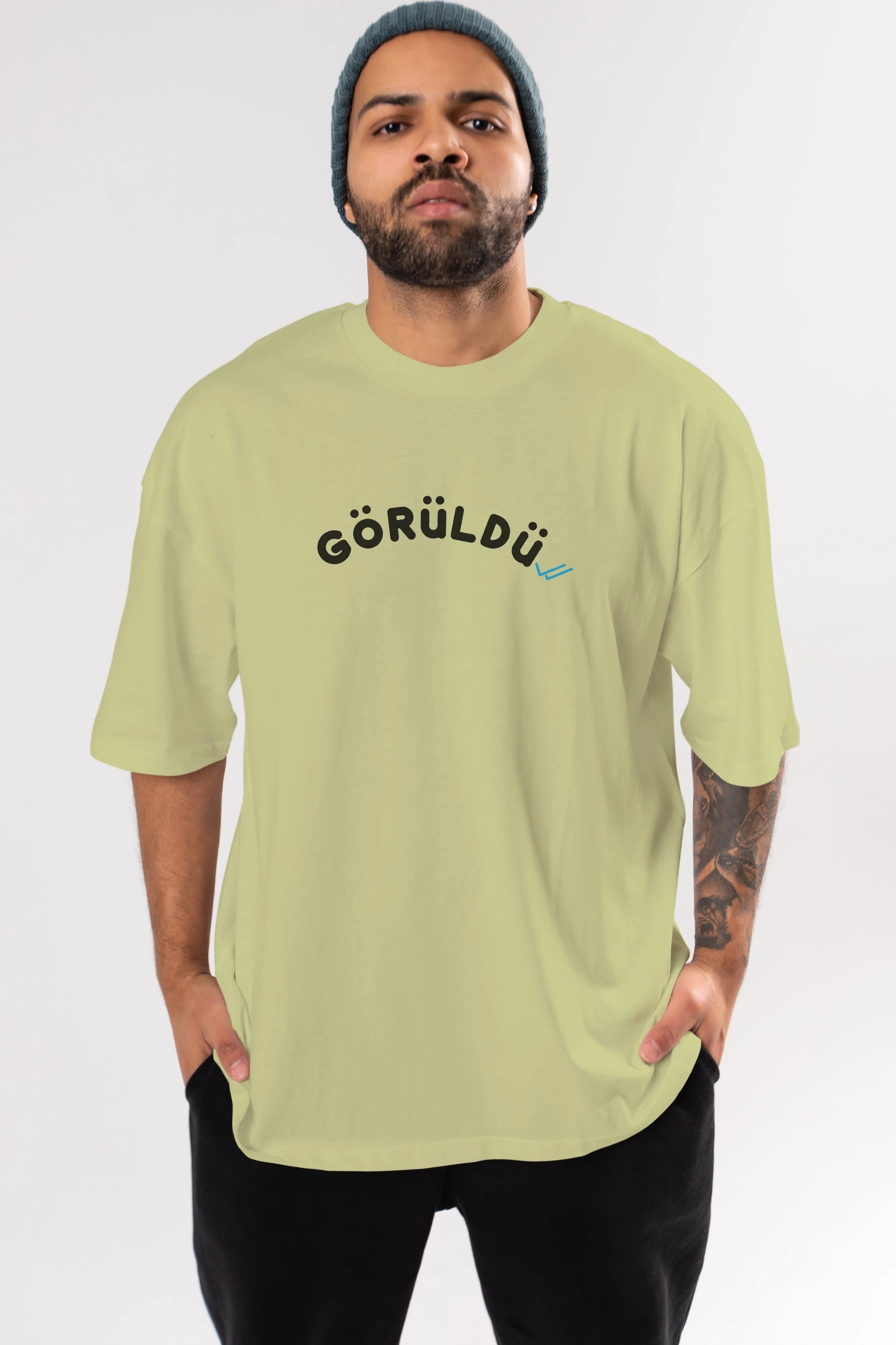 Görüldü Ön Baskılı Oversize t-shirt %100 pamuk Erkek Kadın Unisex