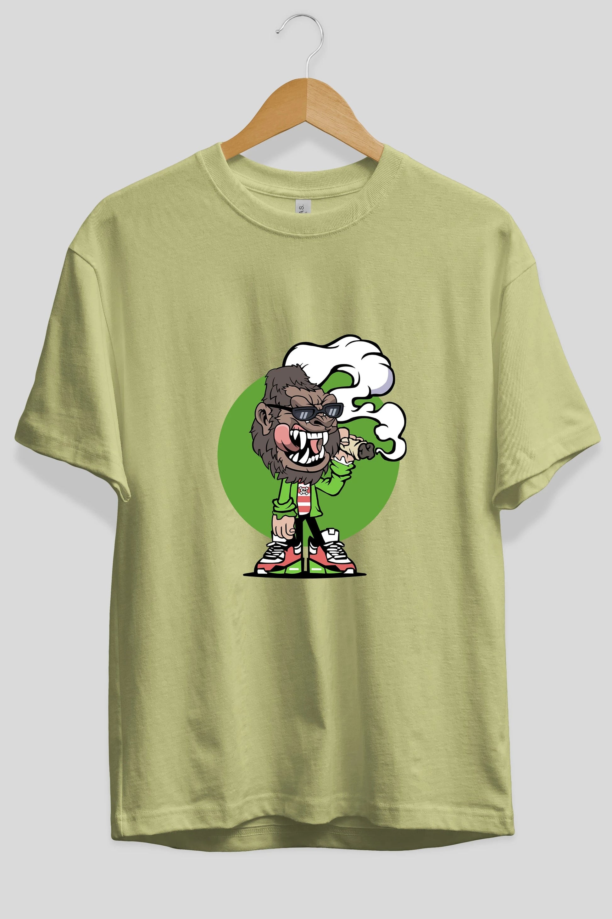 Gorilla Smoker Ön Baskılı Oversize t-shirt Erkek Kadın Unisex %100 Pamuk tişort