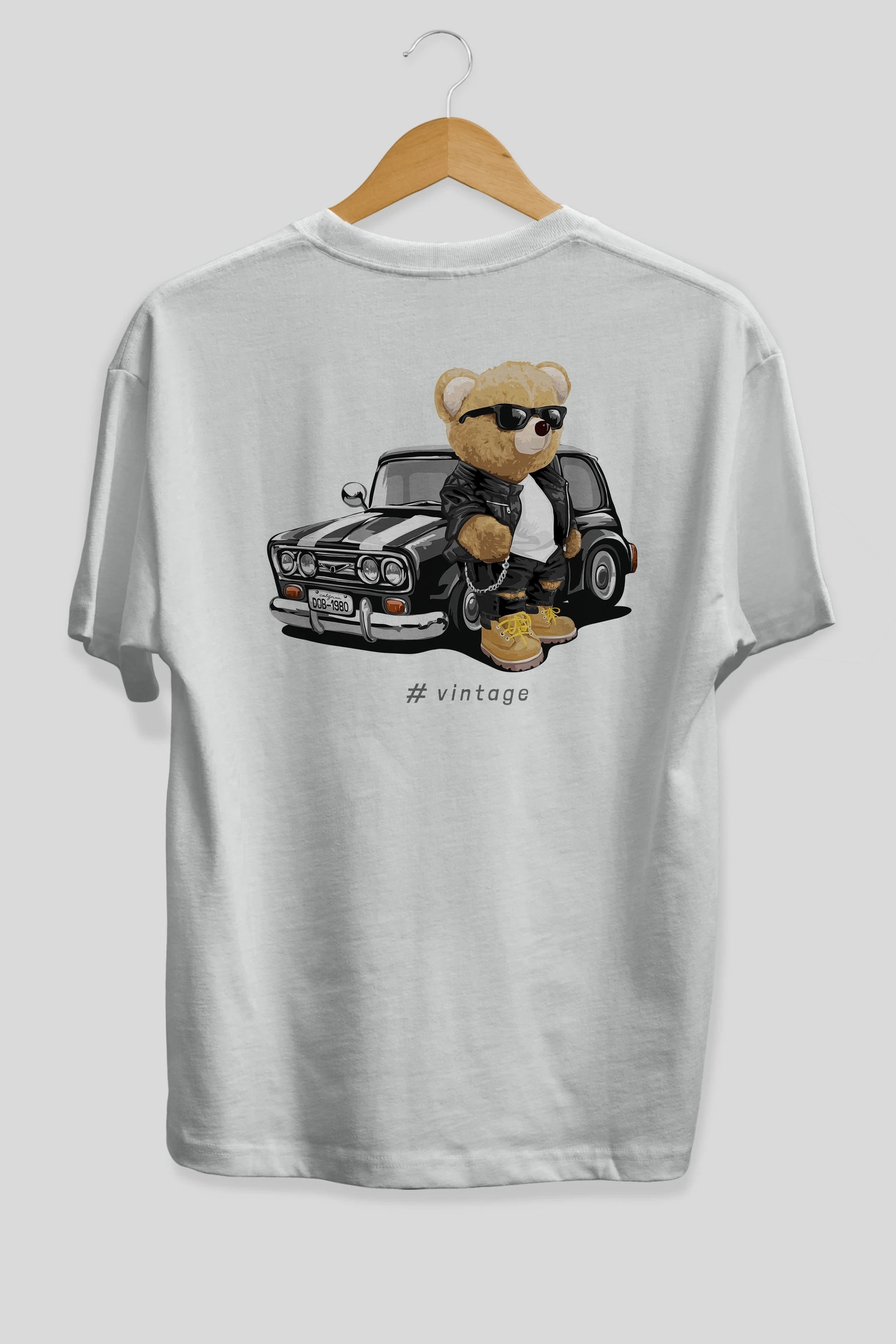 Teddy Bear Vintage Arka Baskılı Oversize t-shirt Erkek Kadın Unisex %100 Pamuk