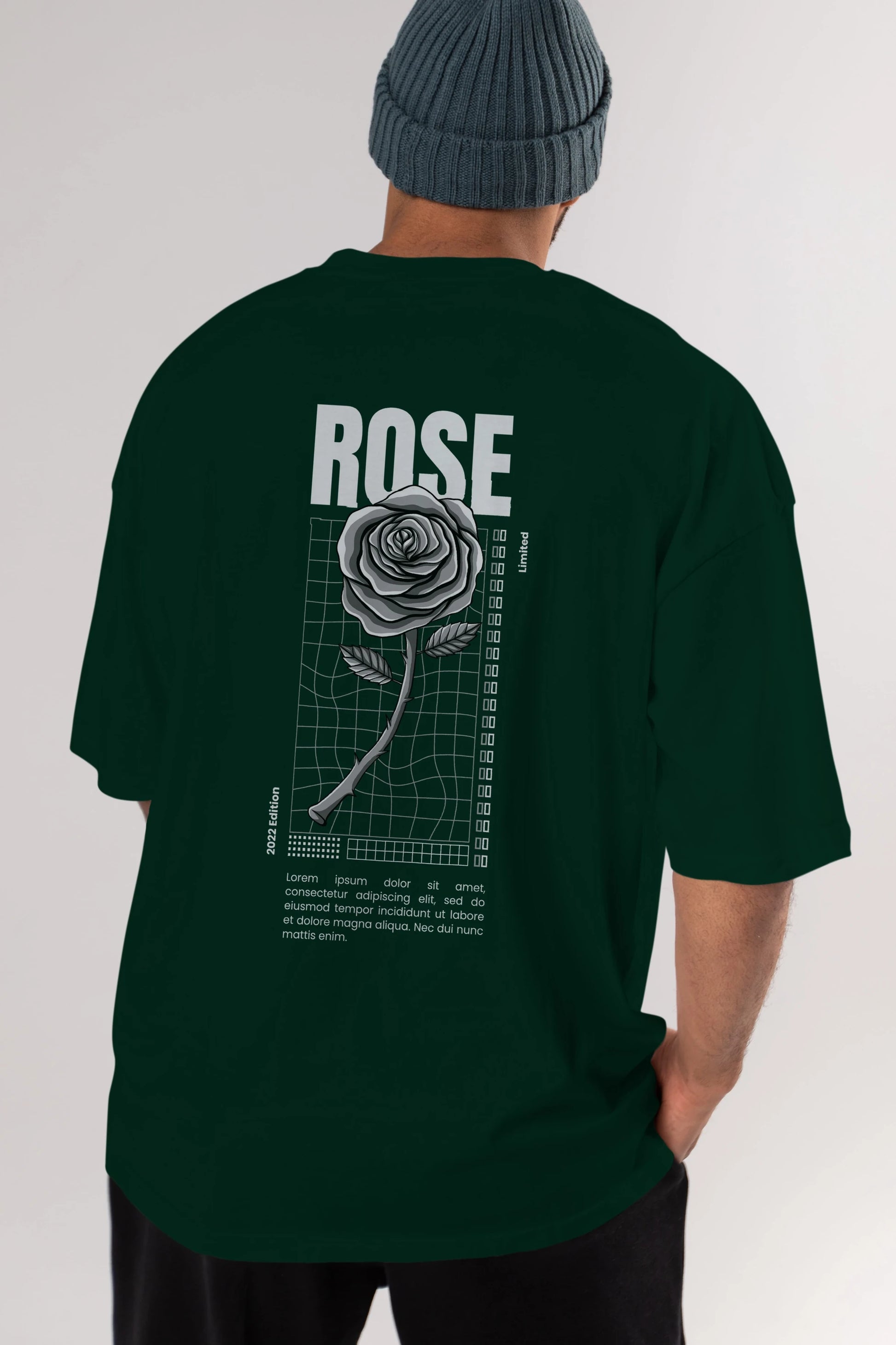 Rose Streetwear Arka Baskılı Oversize t-shirt Erkek Kadın Unisex
