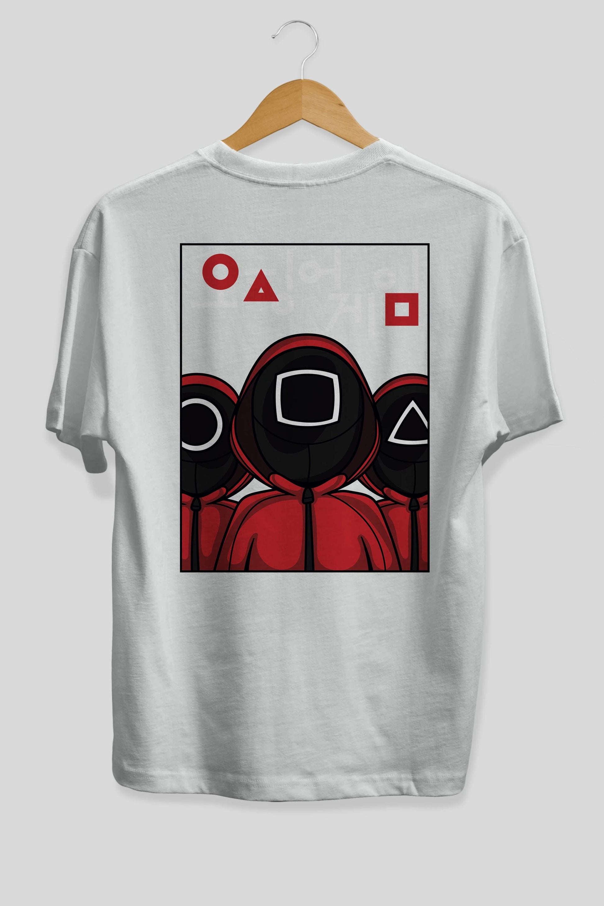Squid Game (7) Arka Baskılı Oversize t-shirt Erkek Kadın Unisex %100 Pamuk Bisiklet Yaka tişort