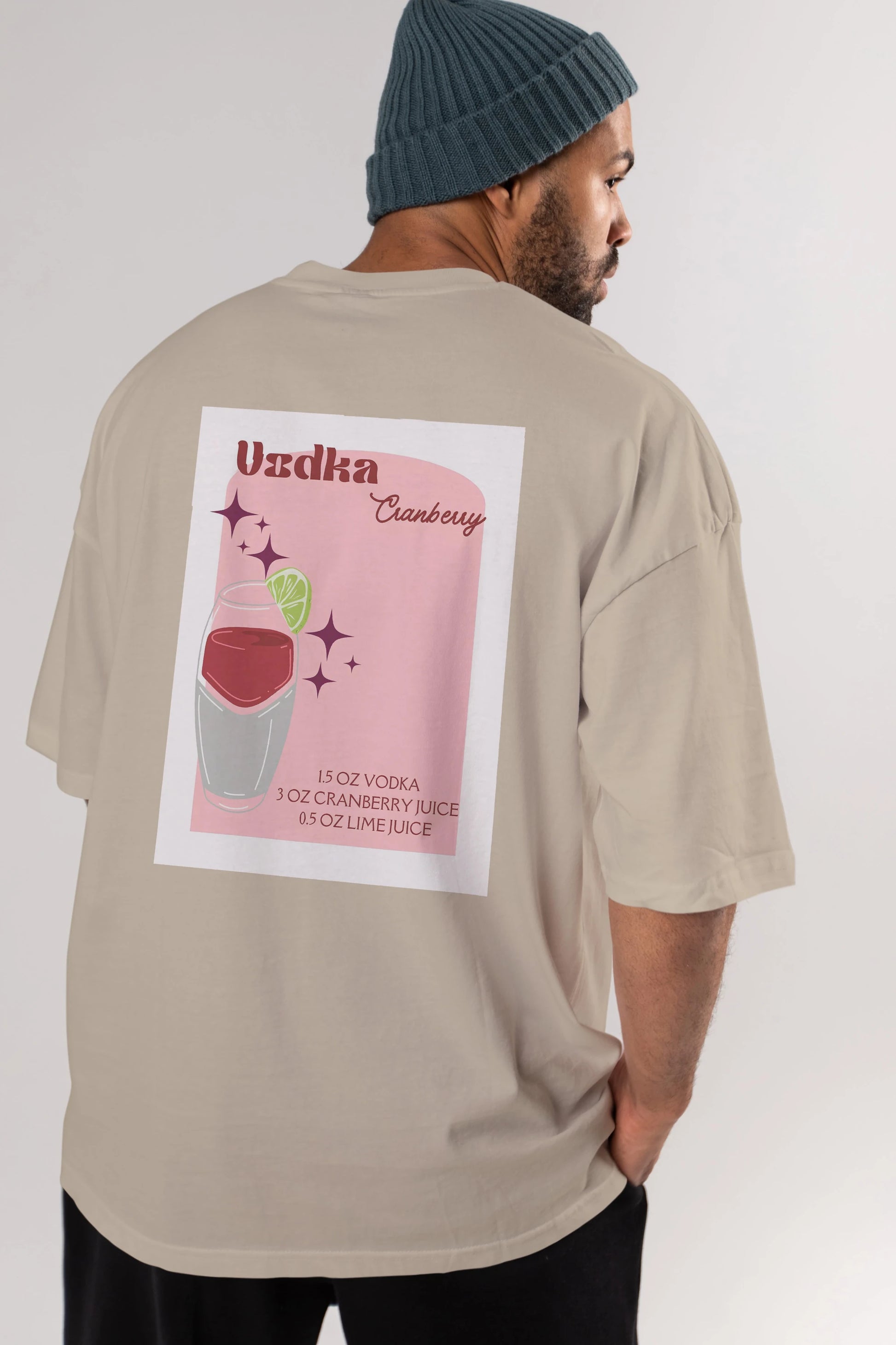 Vodka Cranberry 2 Arka Baskılı Oversize t-shirt Erkek Kadın Unisex %100 Pamuk Bisiklet Yaka tişort