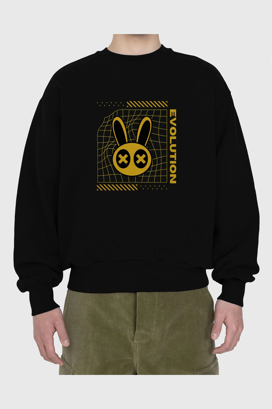 Evolution Yazılı Ön Baskılı Oversize Sweatshirt Erkek Kadın Unisex