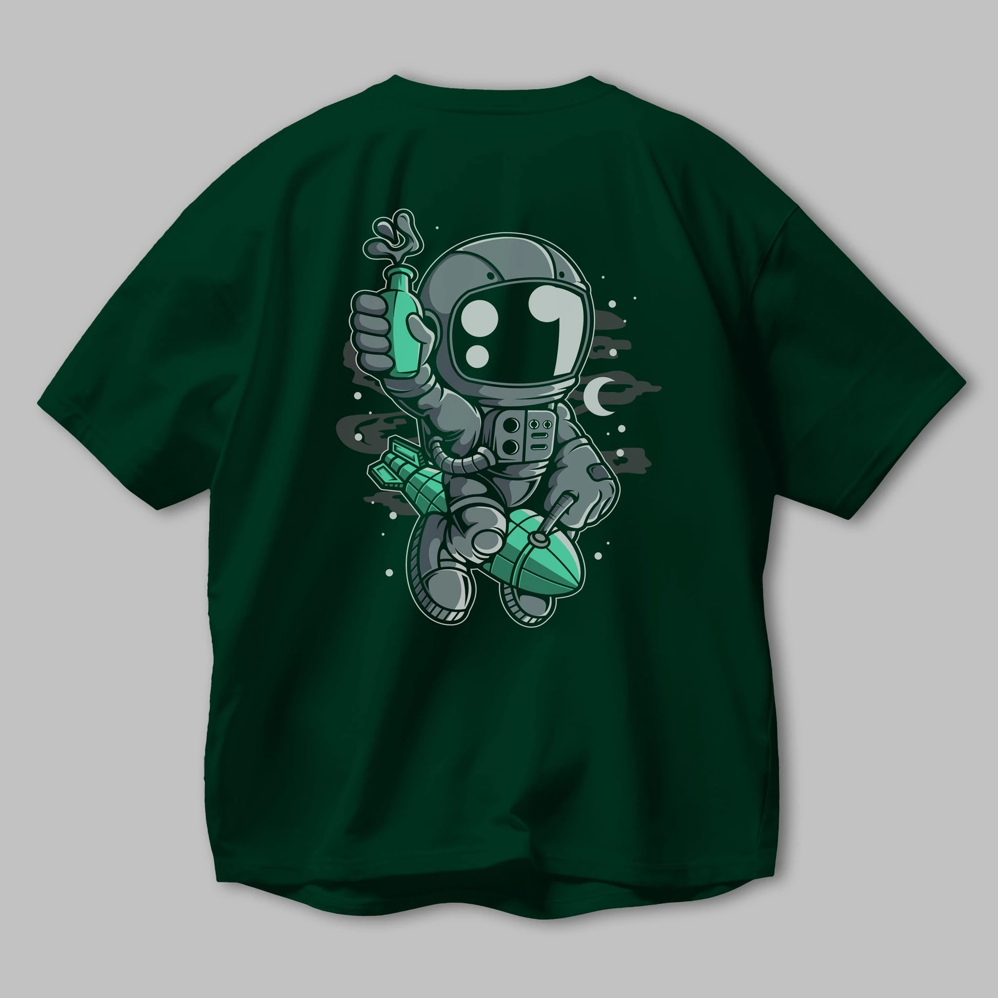Astronaut Rocket Arka Baskılı Oversize t-shirt Erkek Kadın Unisex