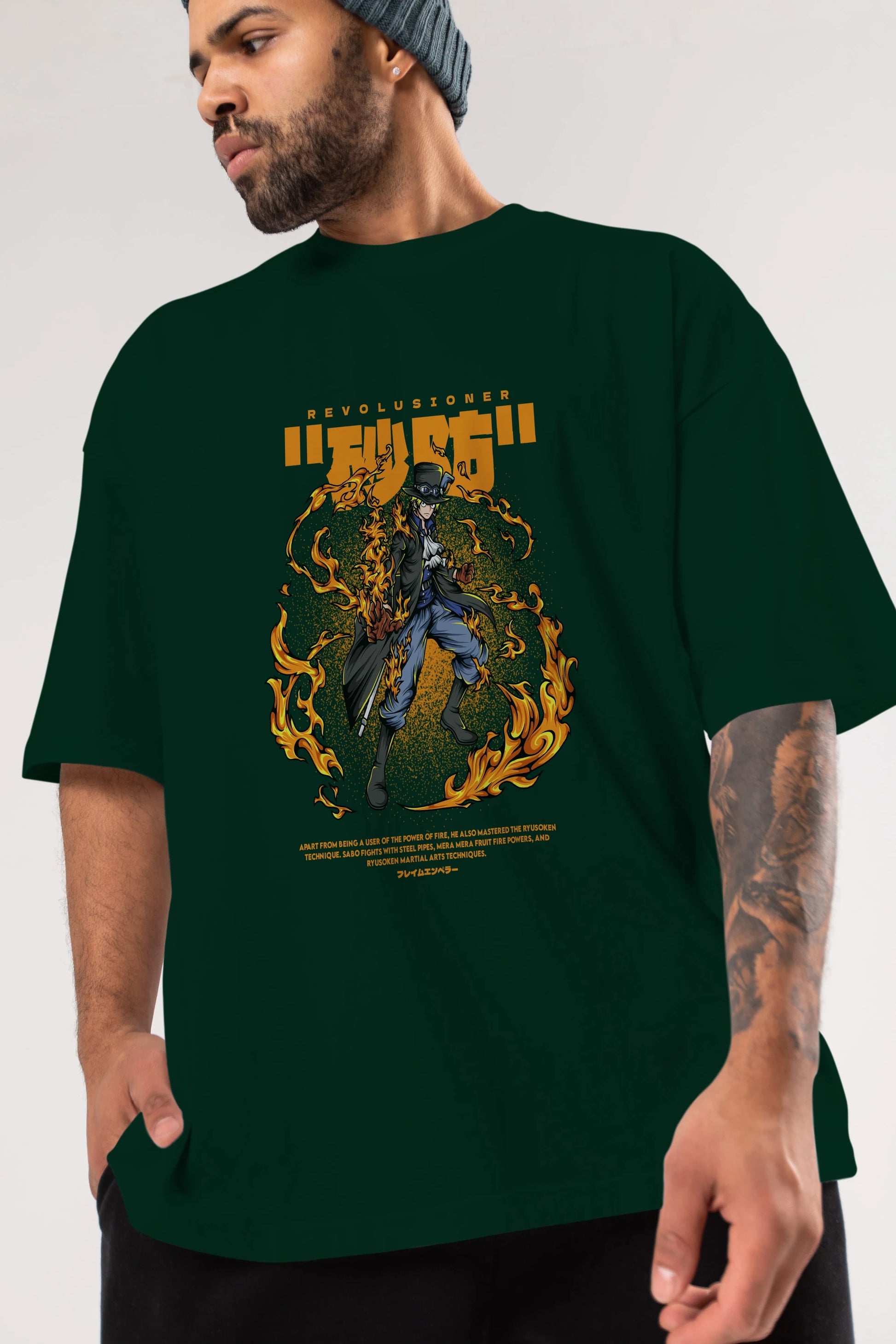 Revolusioner Sabo Anime Ön Baskılı Oversize t-shirt %100 pamuk Erkek Kadın Unisex